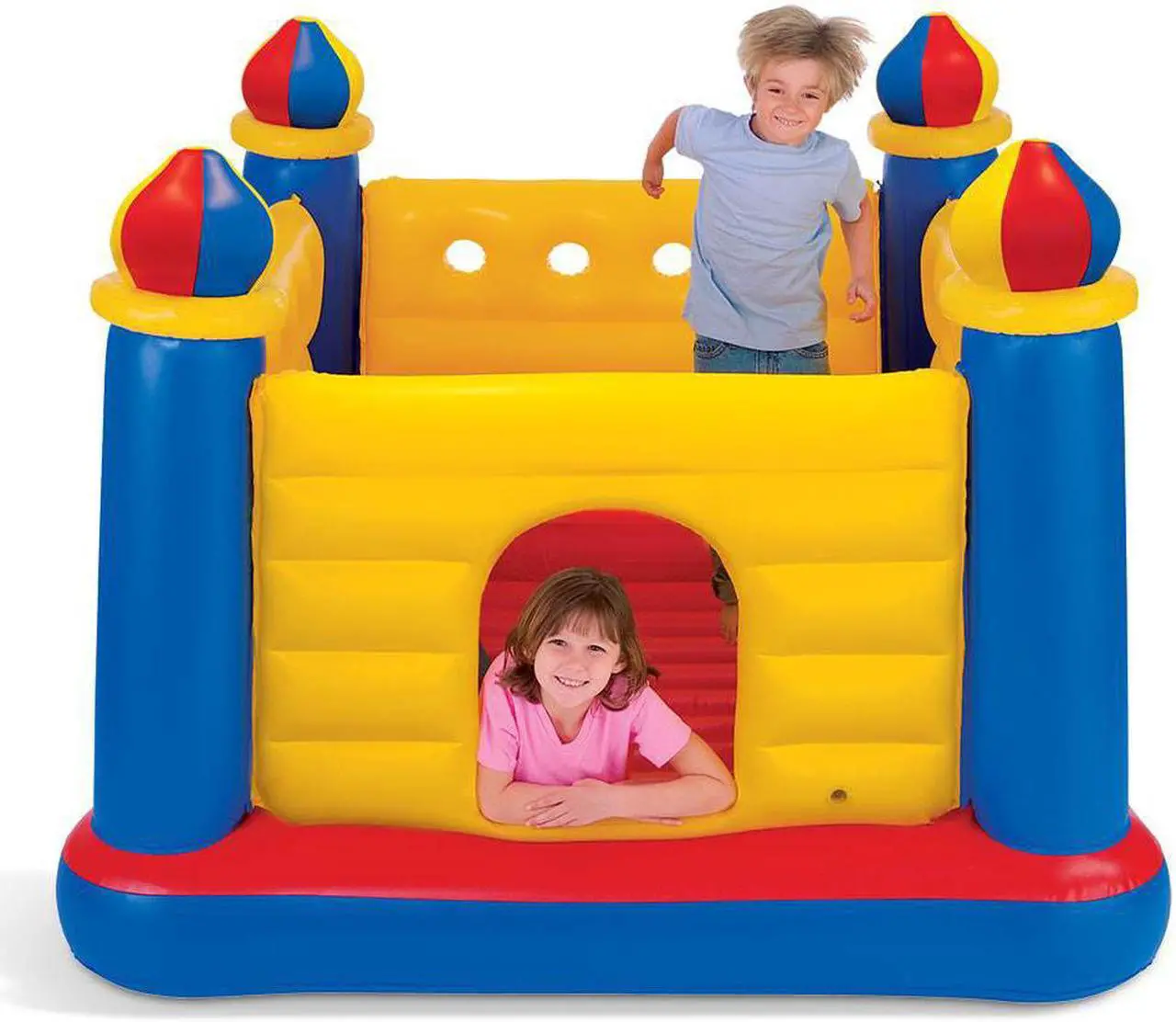 Alt view image 2 of 15 - Intex Inflatable Colorful Jump-O-Lene Castle Bounce House, for 2 Kids Ages 3-6