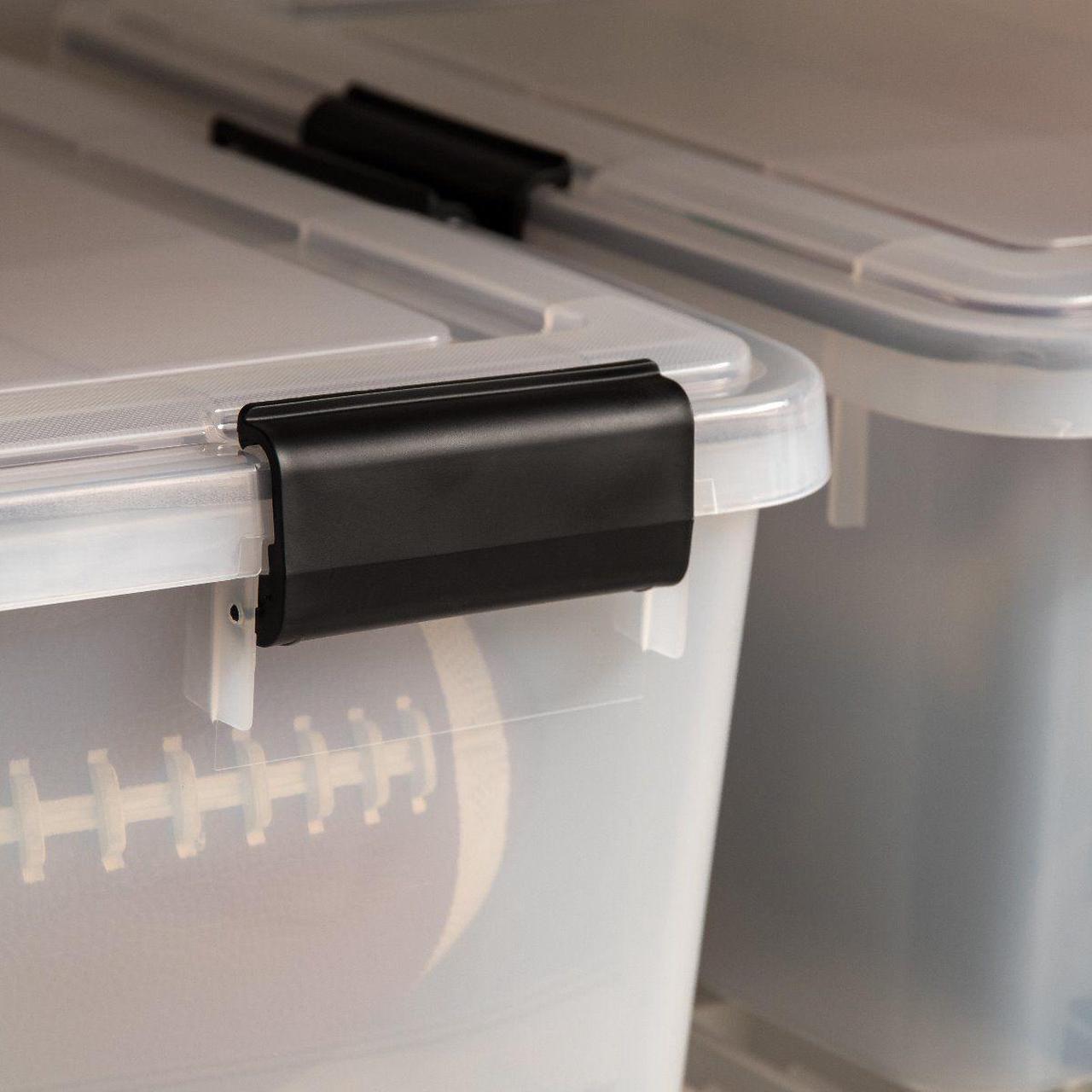 Alt view image 6 of 8 - IRIS USA 30.6 Quart Clear Plastic Weathertight Plastic Storage Container Box