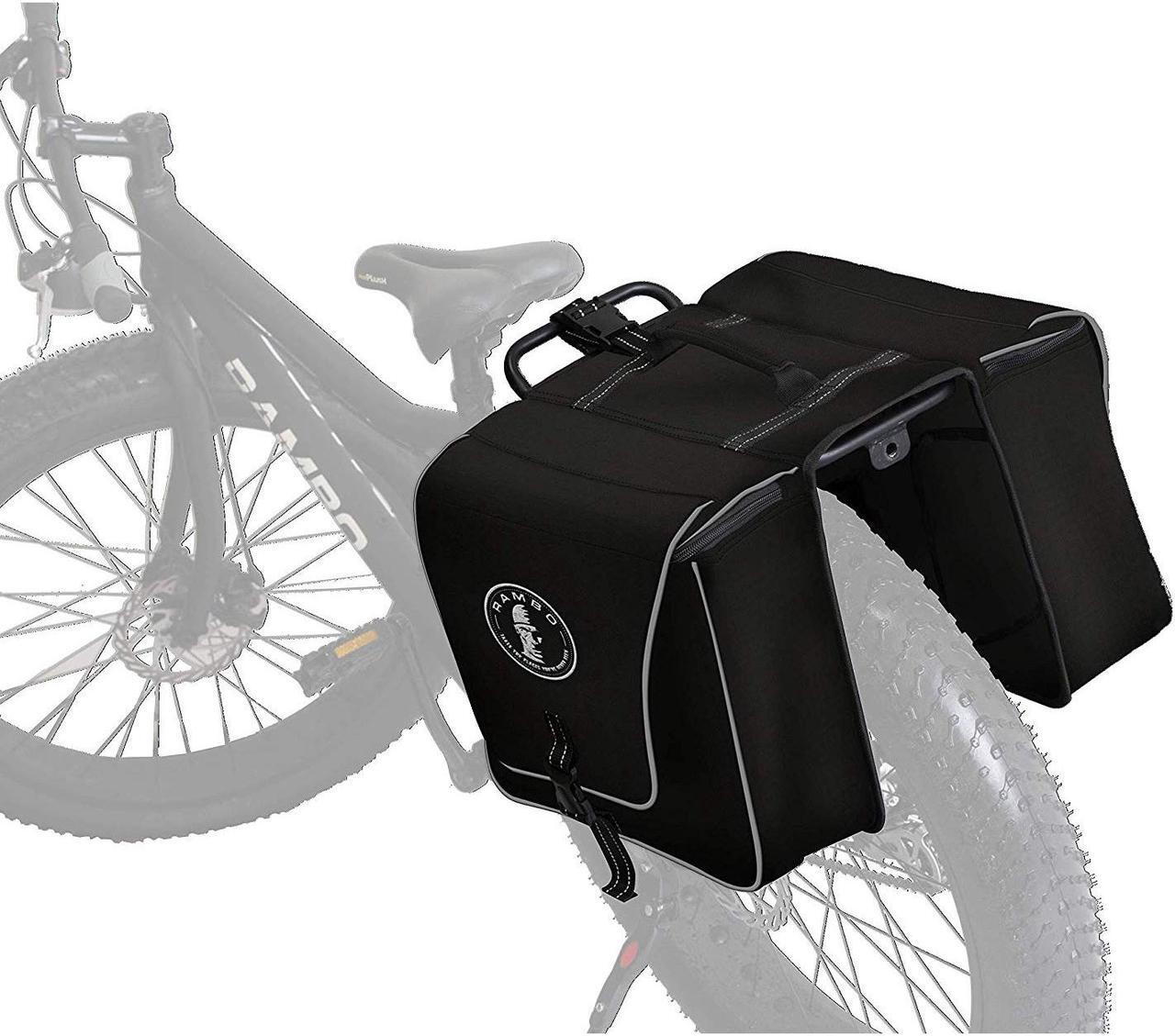 Main image of Rambo Bikes R162 Waterproof Bicycle Rear Rack Saddle Pannier Bags, Stealth Black