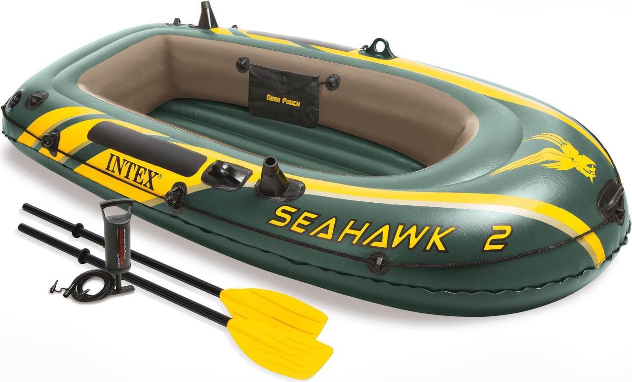 Main image of Intex Seahawk 2 Inflatable 2 Person Floating Boat Raft Set with Oars & Air Pump
