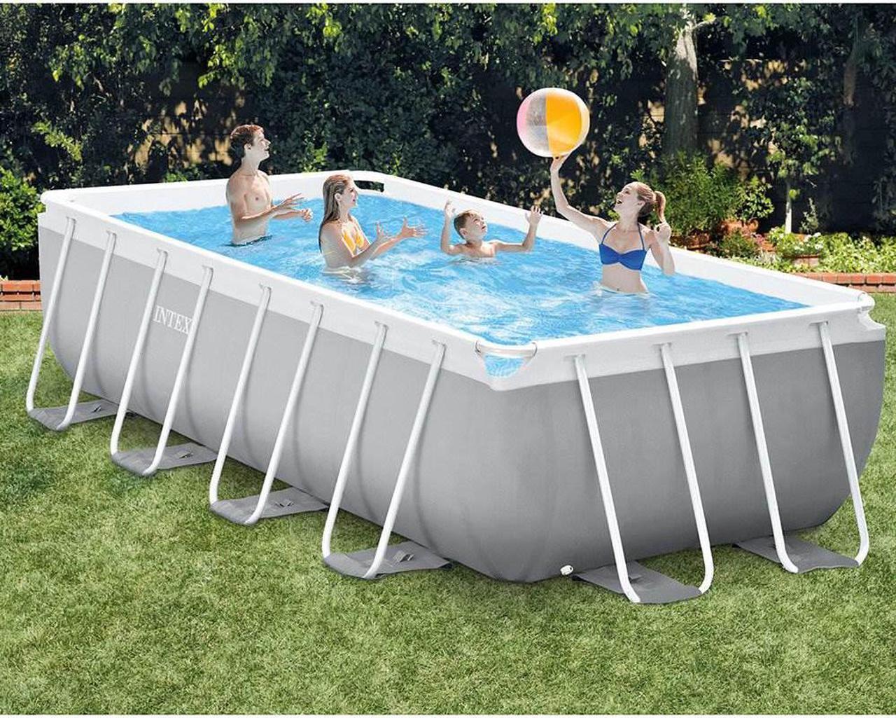 Alt view image 6 of 13 - Intex 16 Foot x 42 Inch Prism Frame Rectangular Above Ground Swimming Pool Set