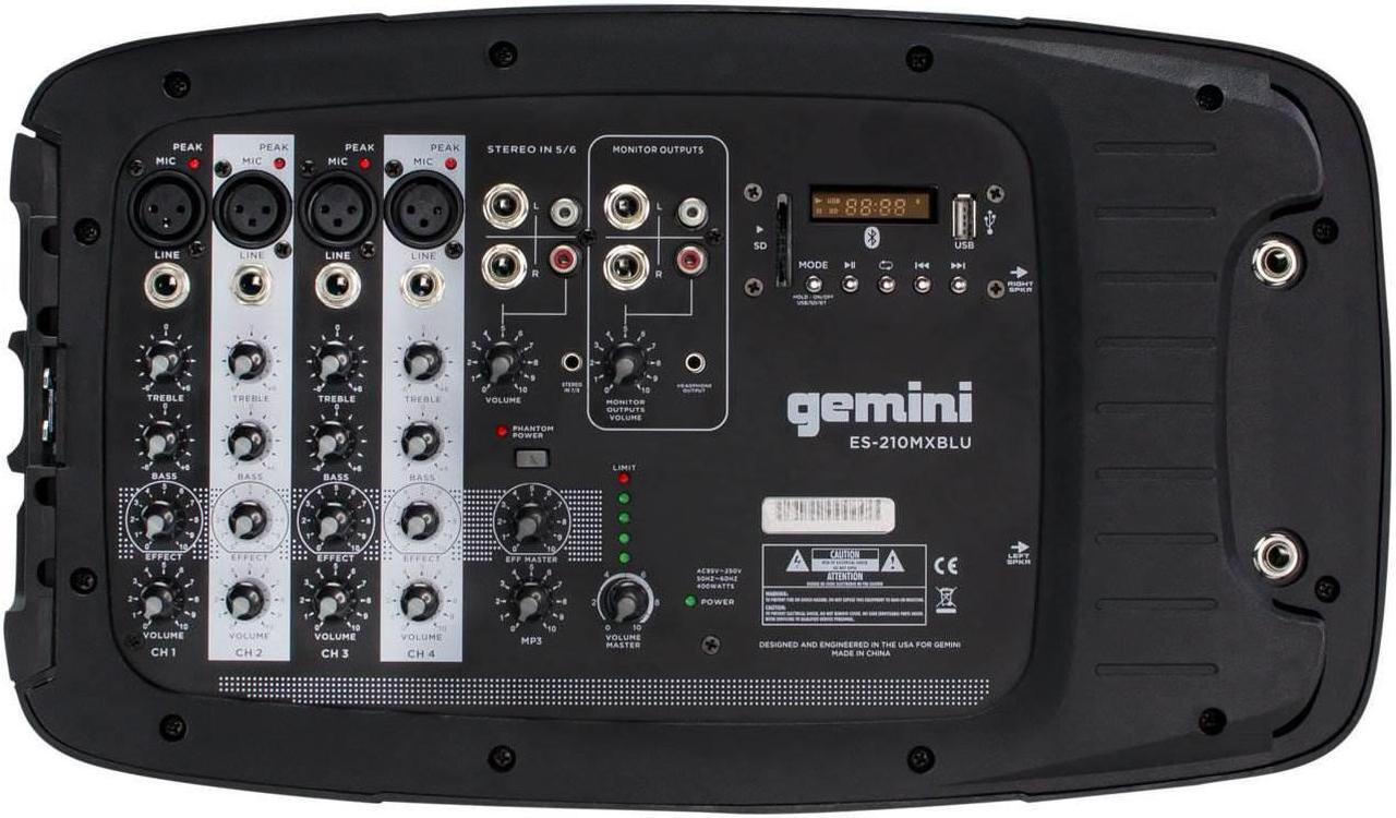 Alt view image 7 of 14 - Gemini ES-210MXBLU Portable 10 Inch Passive Powered PA Speaker System w/ Mic