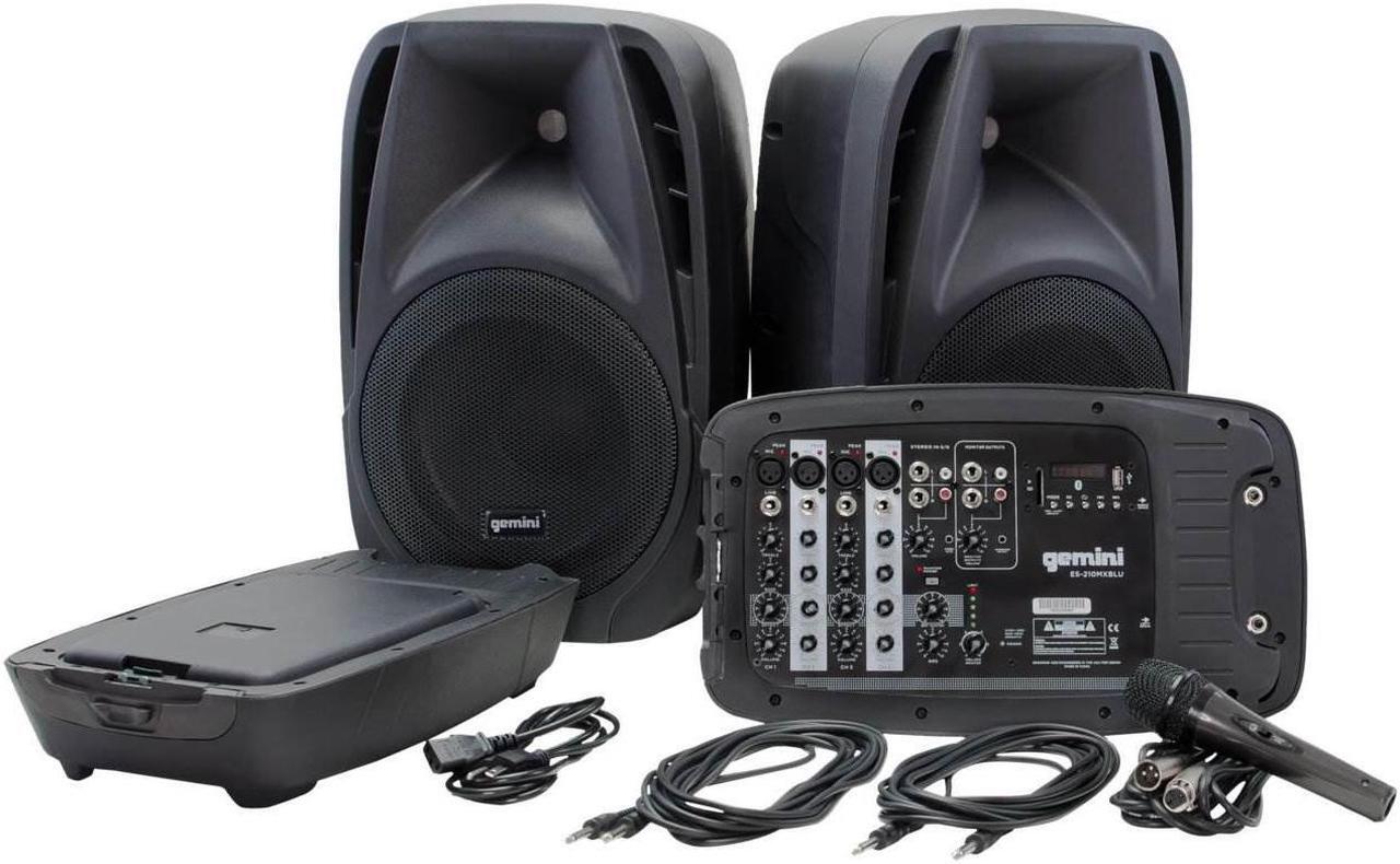 Alt view image 2 of 14 - Gemini ES-210MXBLU Portable 10 Inch Passive Powered PA Speaker System w/ Mic
