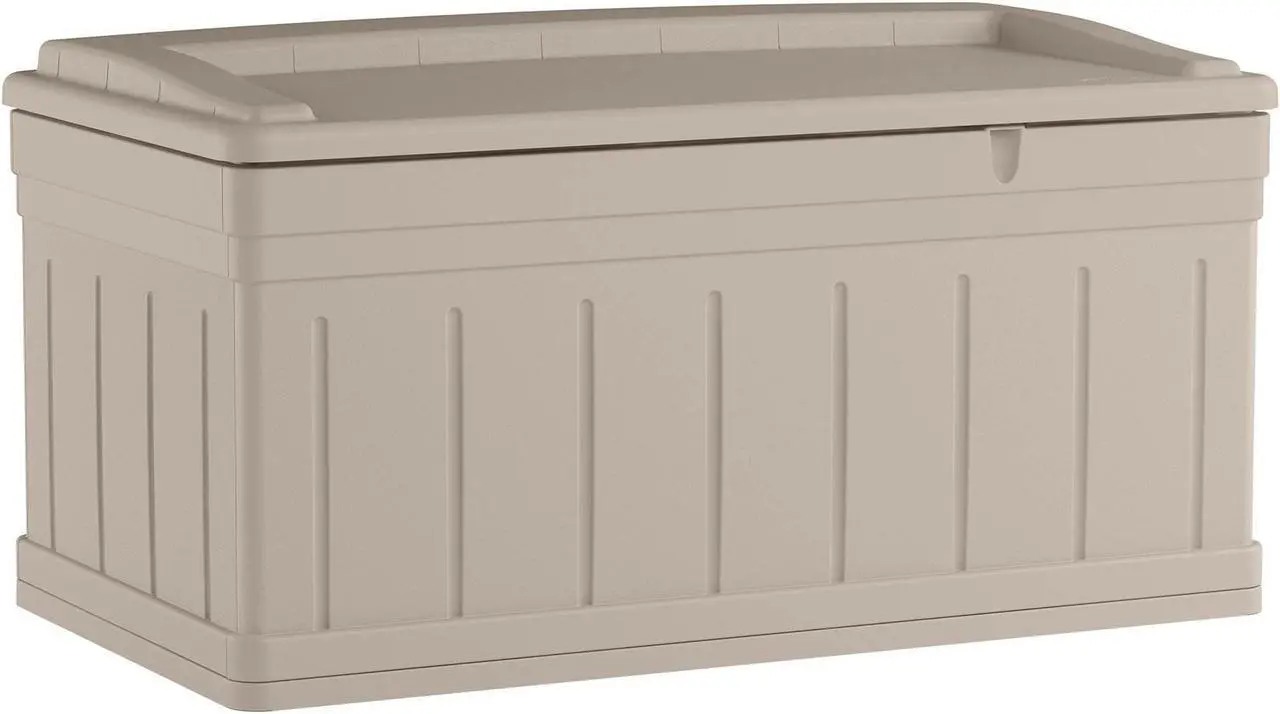 Main image of SUNCAST DB9750 129 gal Resin Deck Box With Seat, Light Taupe