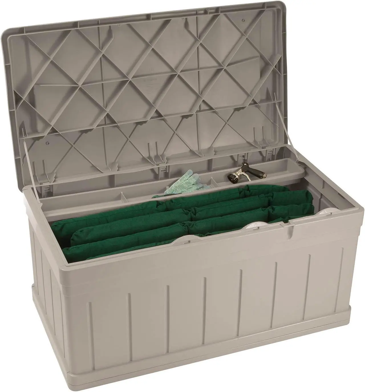Alt view image 2 of 8 - SUNCAST DB9750 129 gal Resin Deck Box With Seat, Light Taupe