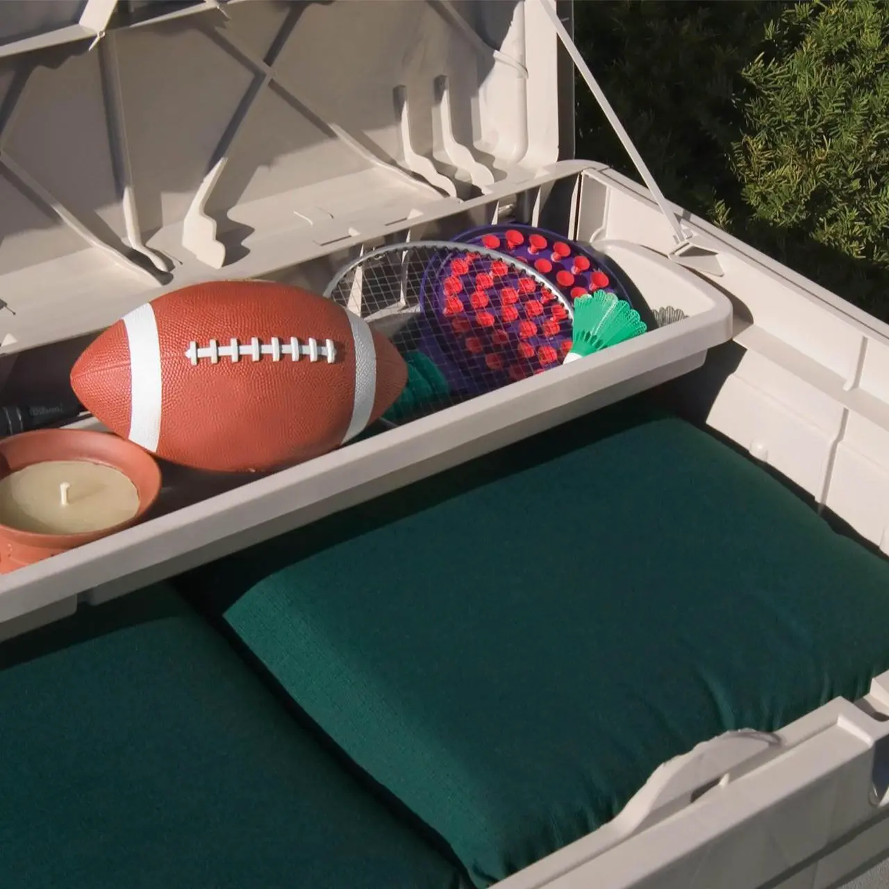 Alt view image 5 of 8 - SUNCAST DB9750 129 gal Resin Deck Box With Seat, Light Taupe