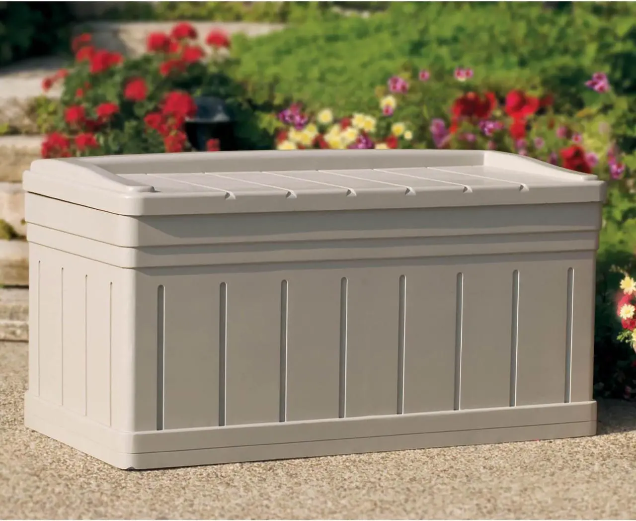 Alt view image 4 of 8 - SUNCAST DB9750 129 gal Resin Deck Box With Seat, Light Taupe