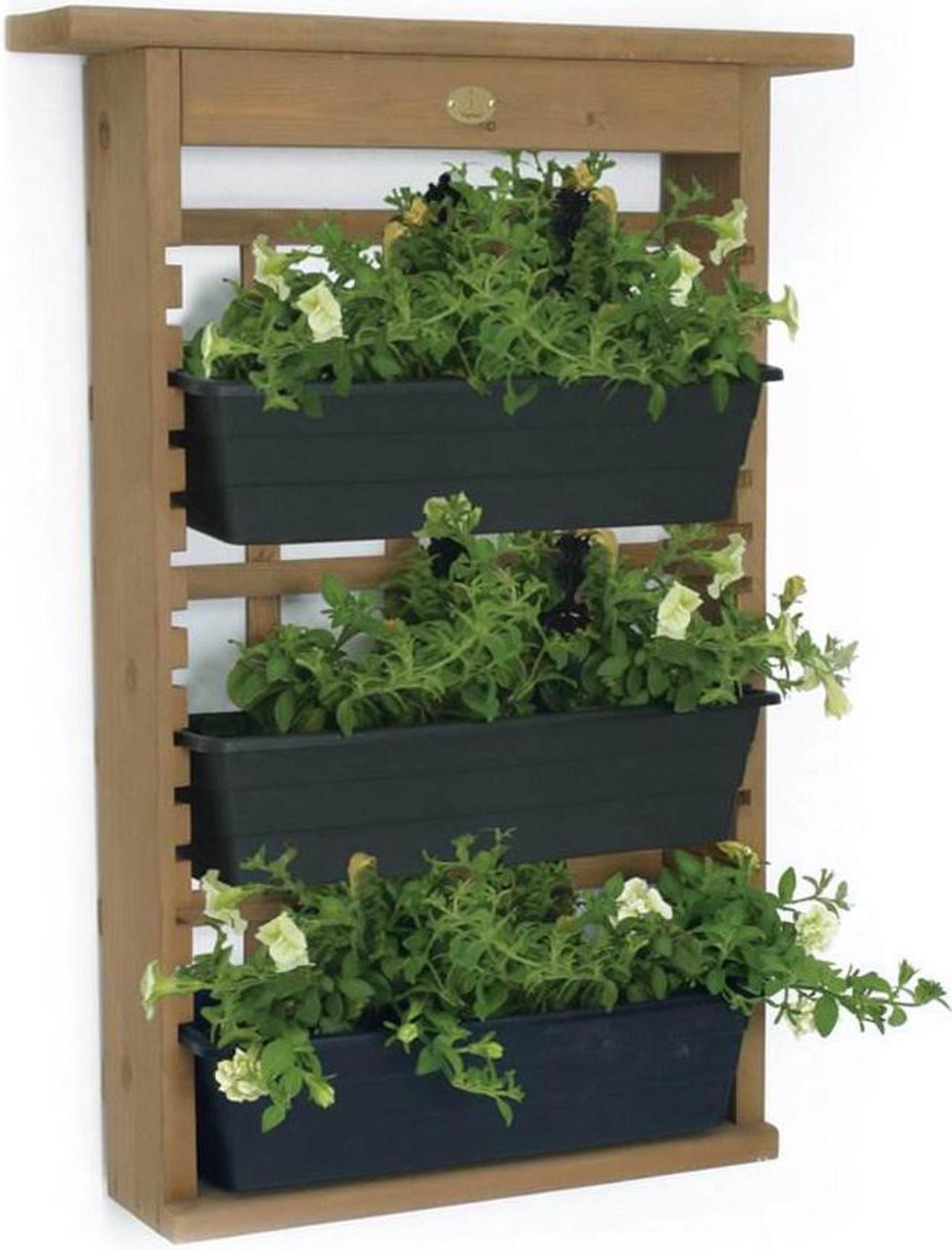 Algreen Gardenview Decorative Trellis with 3 Vertical Wall Hanging Planters