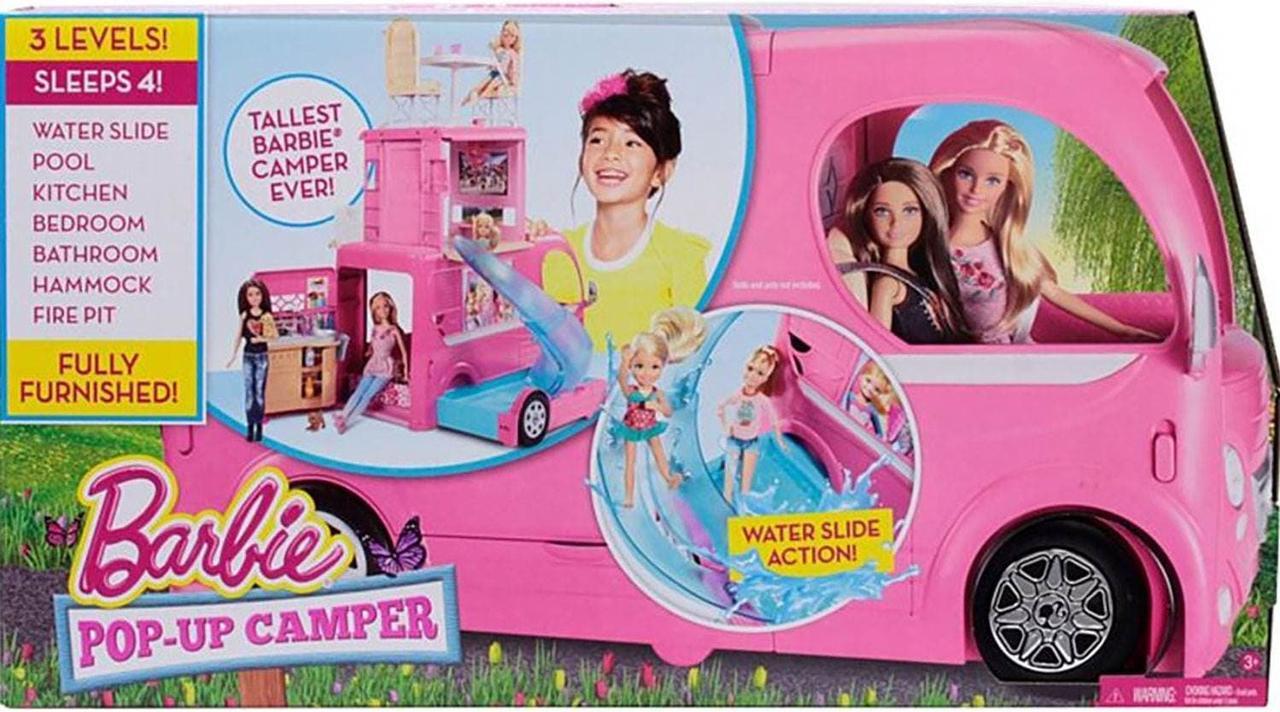 Alt view image 5 of 5 - Barbie Pop-Up Kids Girls RV Camper Car Van Toy Vehicle Camping Play Set, Pink