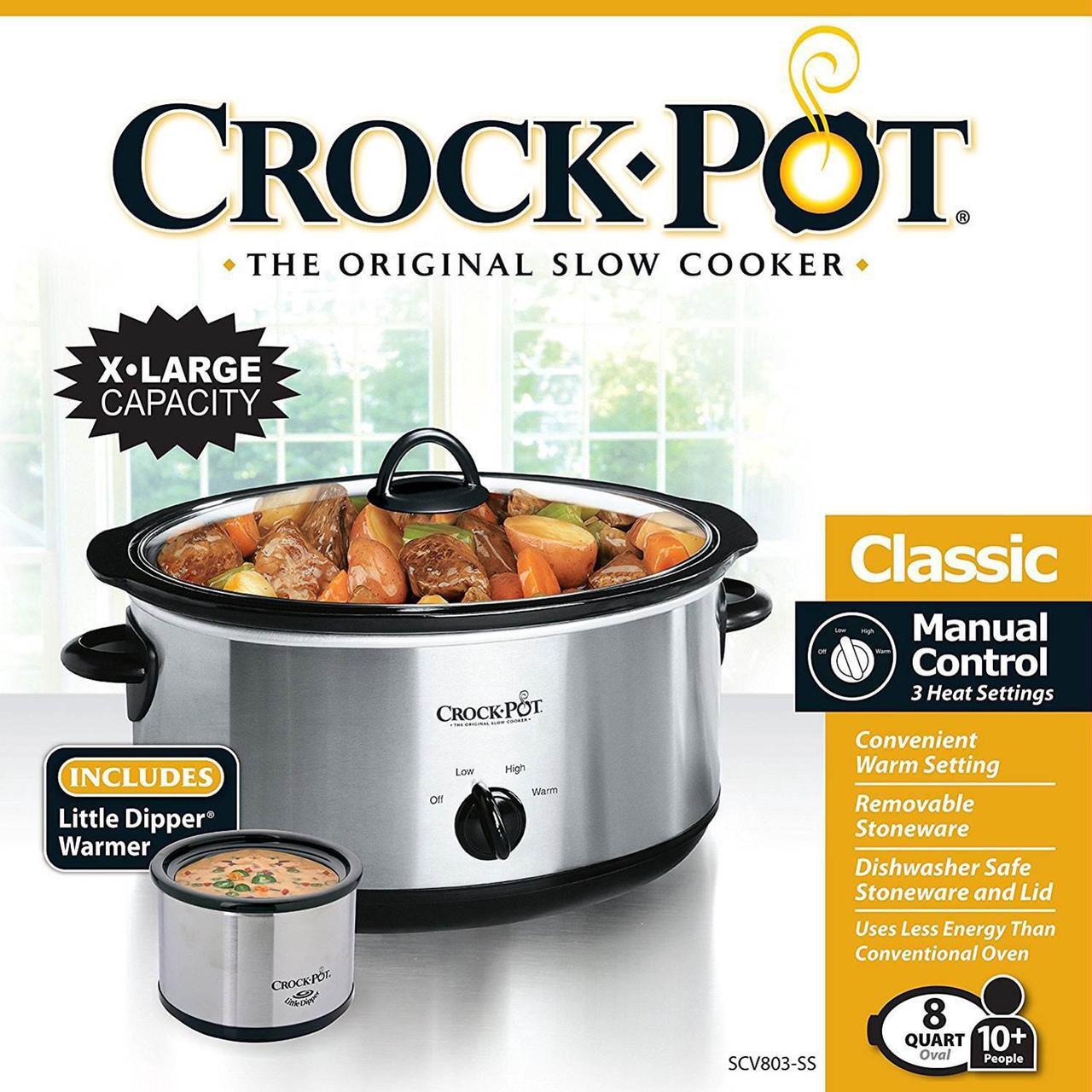 Alt view image 5 of 7 - Crock-Pot 8 Quart Slow Cooker and 16 Oz Little Dipper Food Warmer Stainless