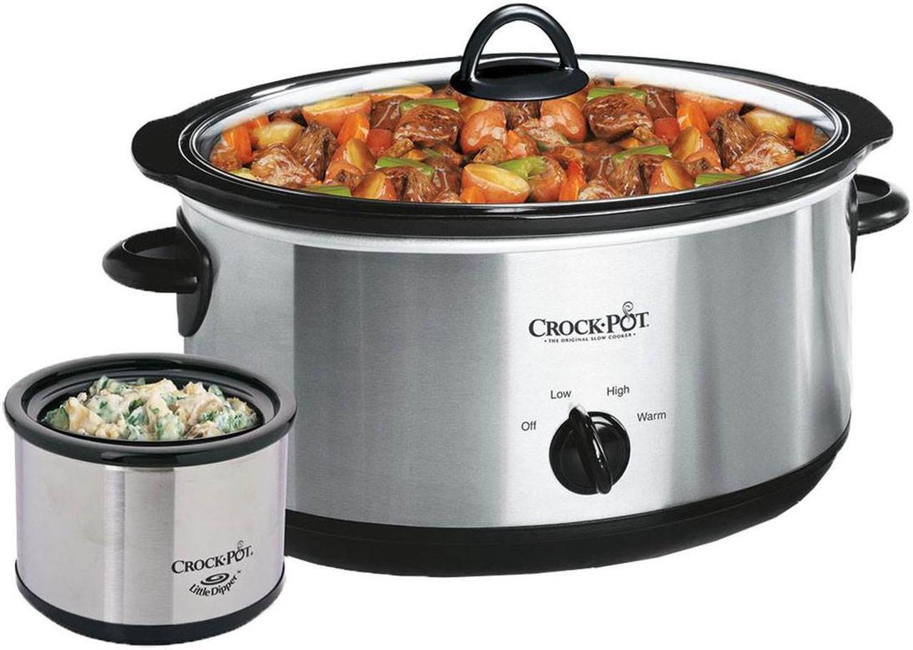 Alt view image 4 of 7 - Crock-Pot 8 Quart Slow Cooker and 16 Oz Little Dipper Food Warmer Stainless