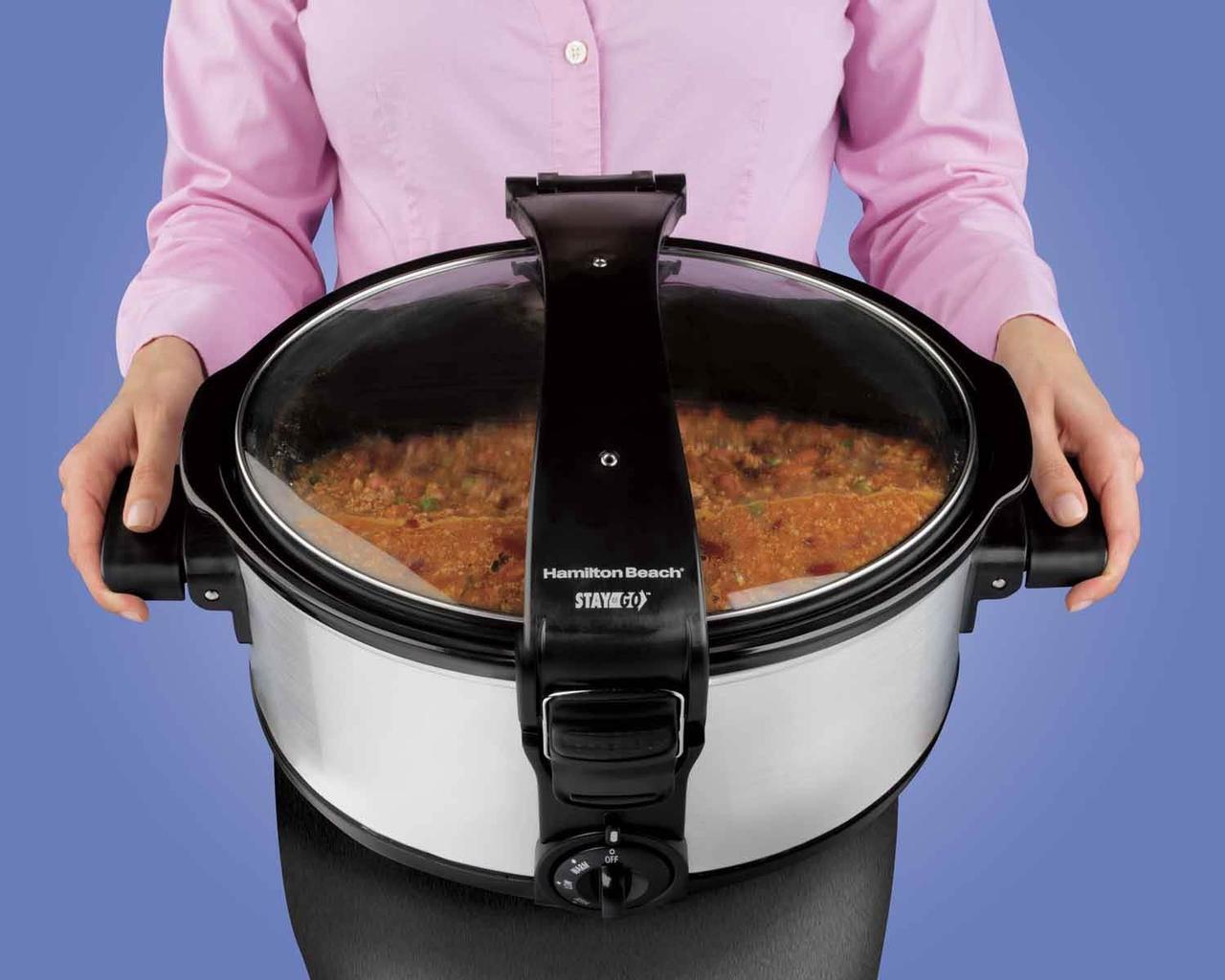 Alt view image 3 of 7 - Hamilton Beach 33472 Stainless Steel 7 Qt. Stay or Go 7 Quart Portable Slow Cooker