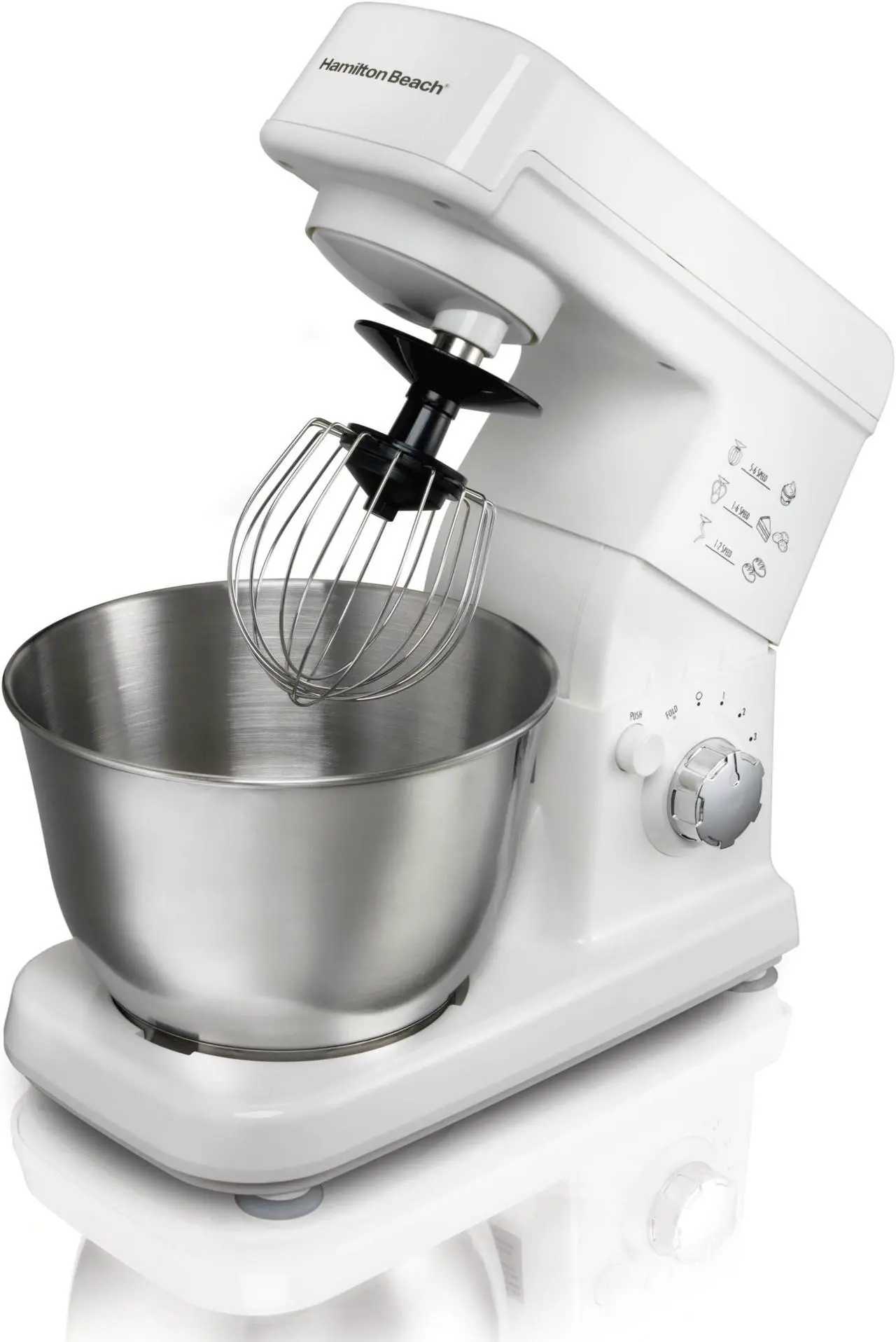 Alt view image 5 of 8 - Hamilton Beach 300W 6 Speed 3.5 Quart Countertop Stand Mixer, White | 63329