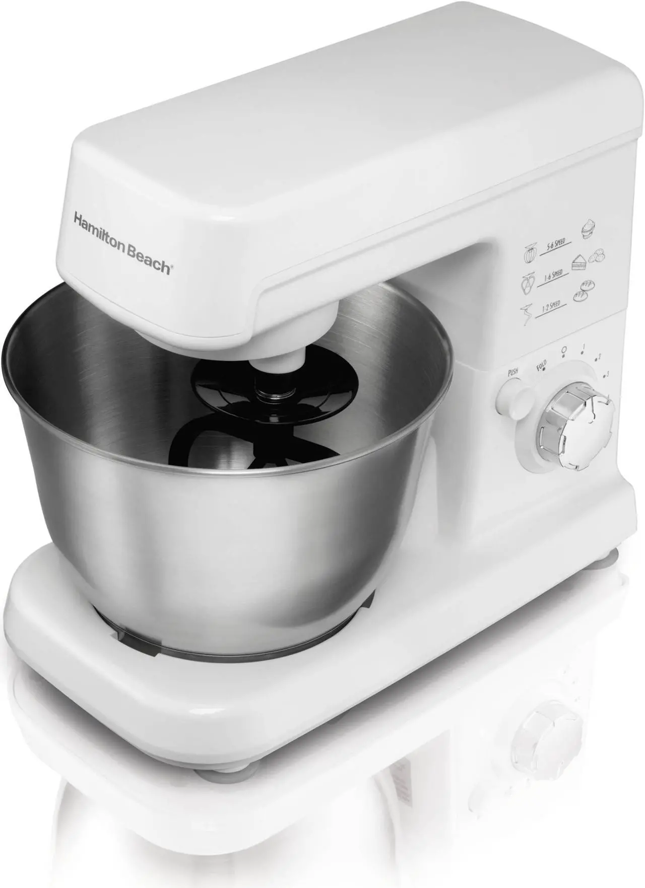Alt view image 2 of 8 - Hamilton Beach 300W 6 Speed 3.5 Quart Countertop Stand Mixer, White | 63329