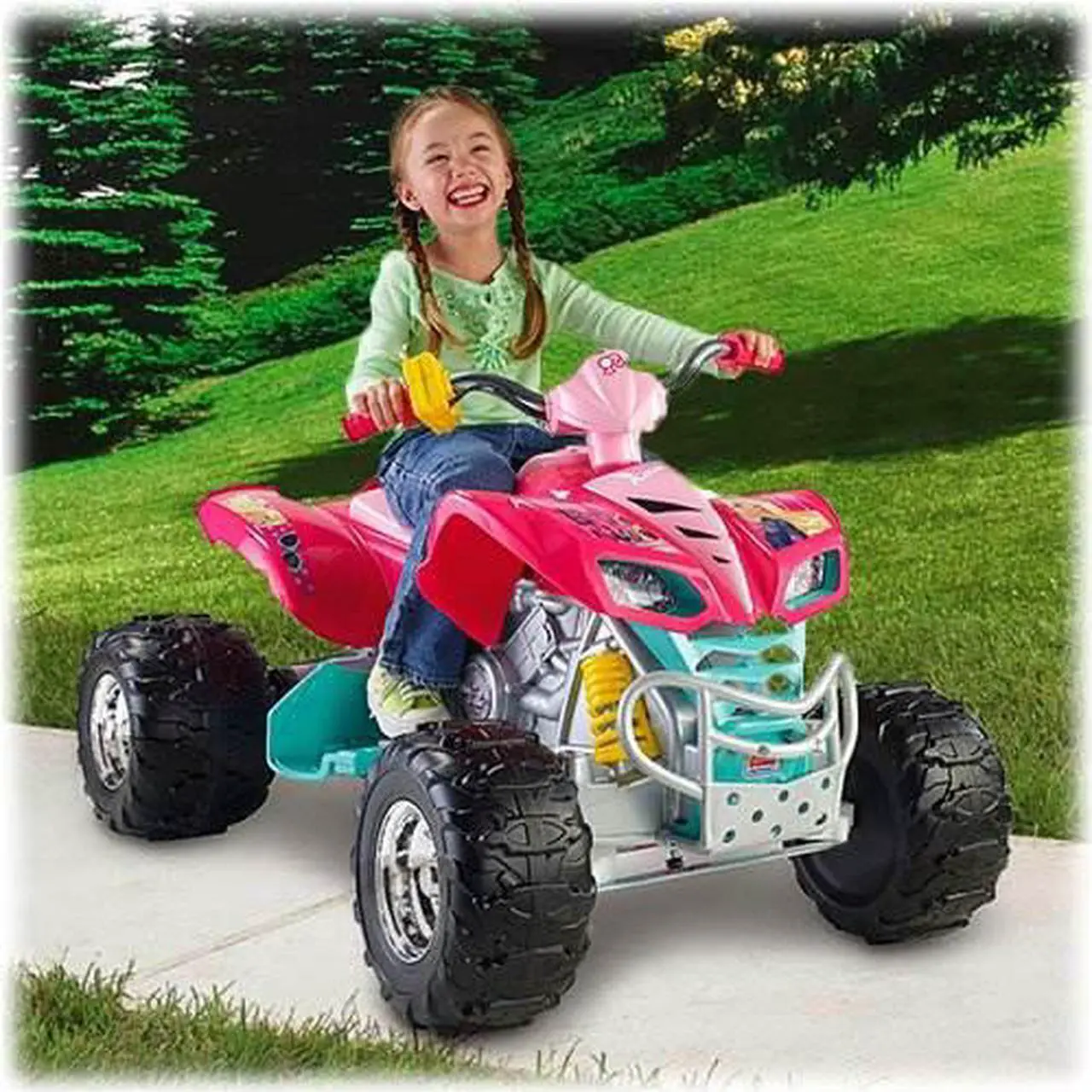 Main image of Power Wheels Barbie Kawasaki KFX 4-Wheel ATV Electric 12V Ride-On | X6651
