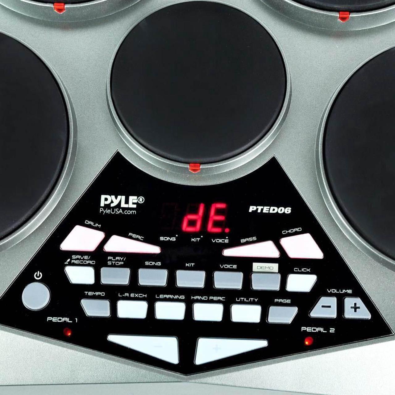 Alt view image 4 of 6 - Pyle PTED06 Electronic Tabletop Drum Set Machine 7 Digital Pads Drumming Kit