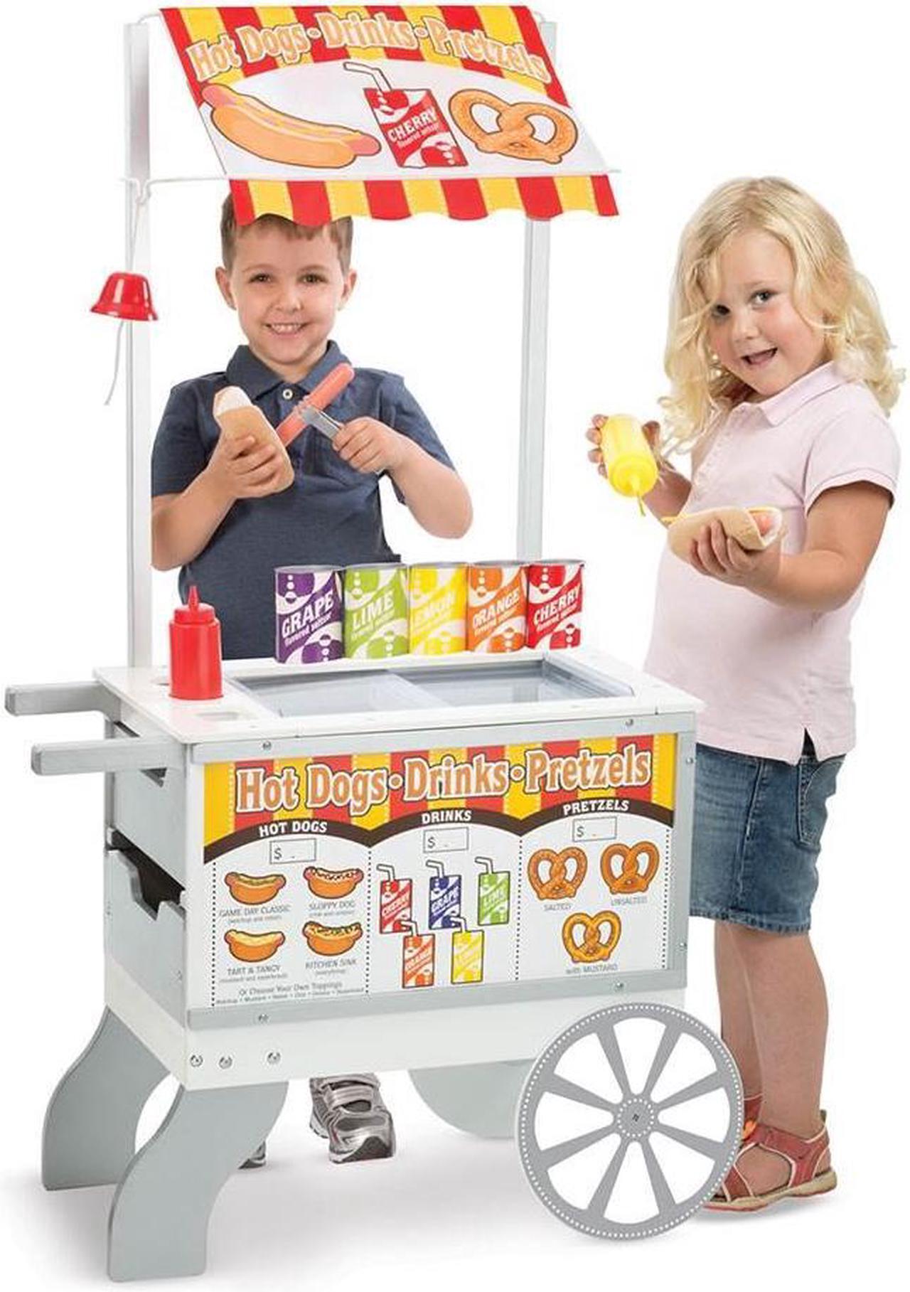 Alt view image 15 of 15 - Melissa & Doug Wooden Snacks and Sweets Food Cart - 40+ Play Food pcs, Reversible Awning