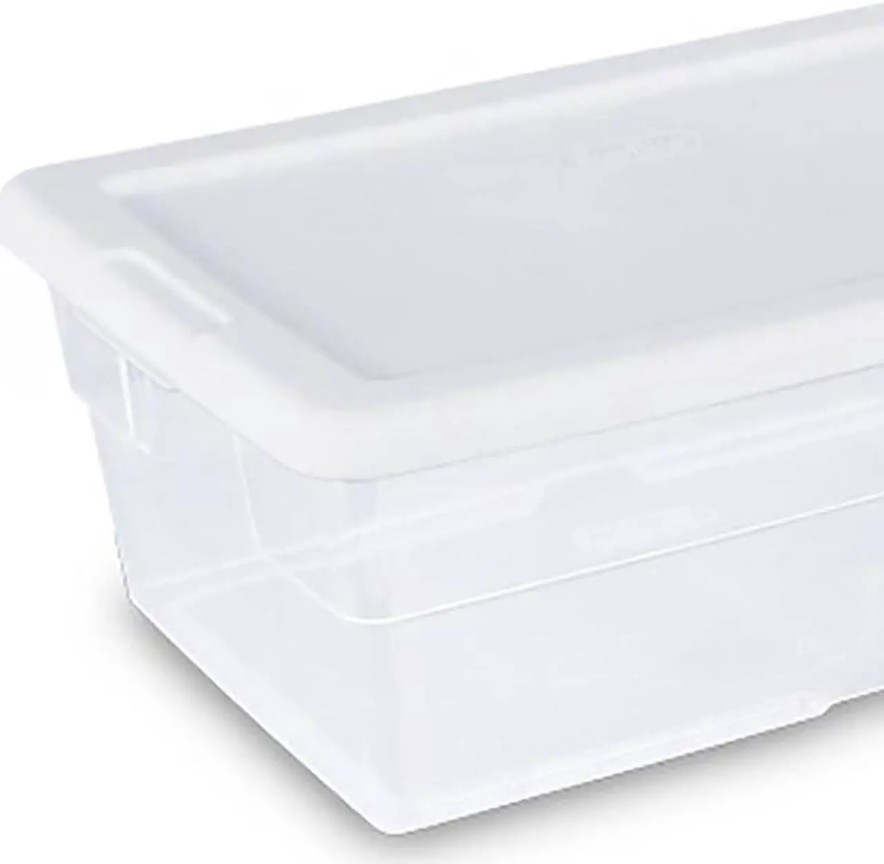 Alt view image 9 of 12 - Sterilite 6 Quart Clear Stacking Closet Storage Tote Container with White Lid