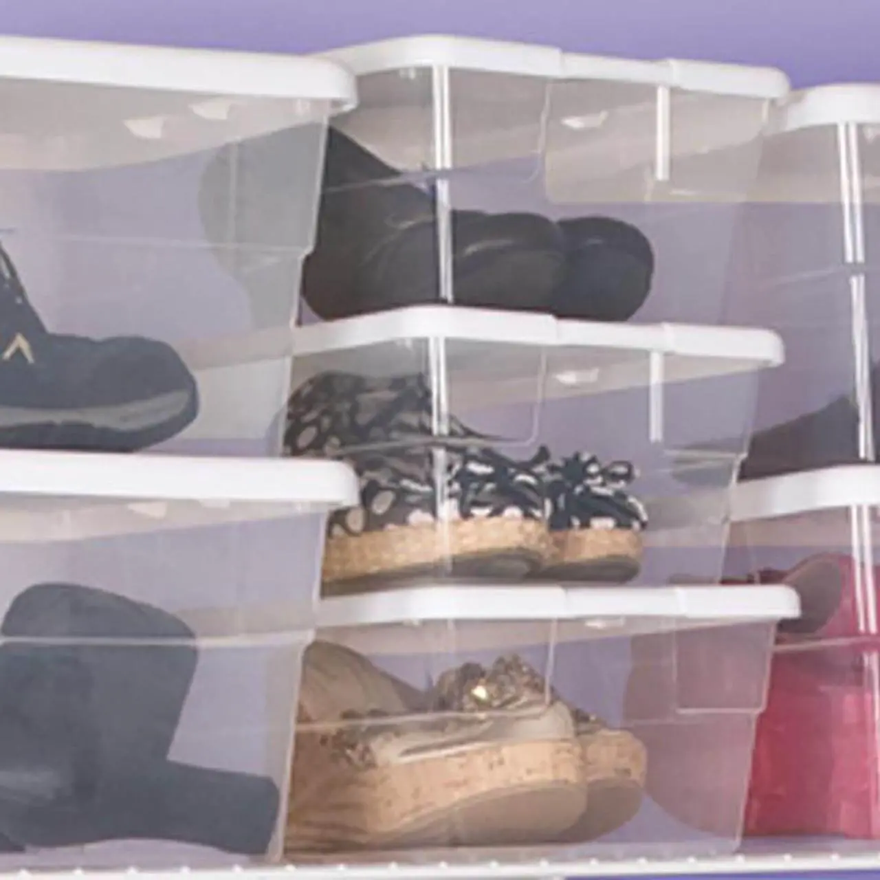 Alt view image 8 of 12 - Sterilite 6 Quart Clear Stacking Closet Storage Tote Container with White Lid