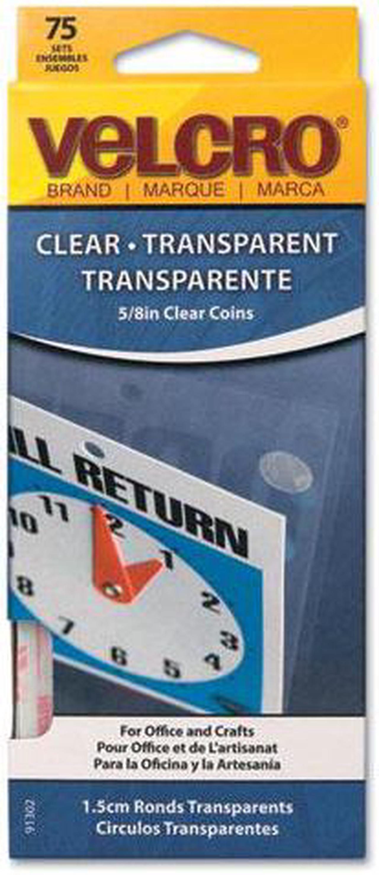 Main image of Velcro 91302 Sticky-Back Hook & Loop Fasteners  5/8   Diameter Coins  Clear  75 per Pack