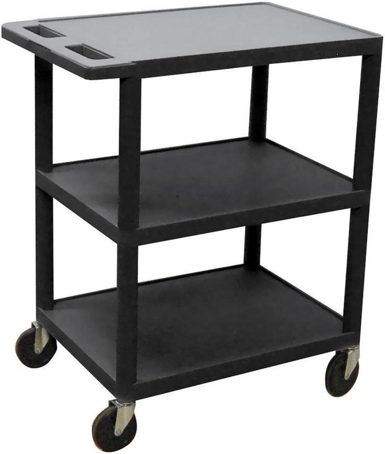 Alt view image 2 of 8 - Luxor 3 Shelves Multipurpose Storage Structural Foam Plastic Service Utility Cart - Black