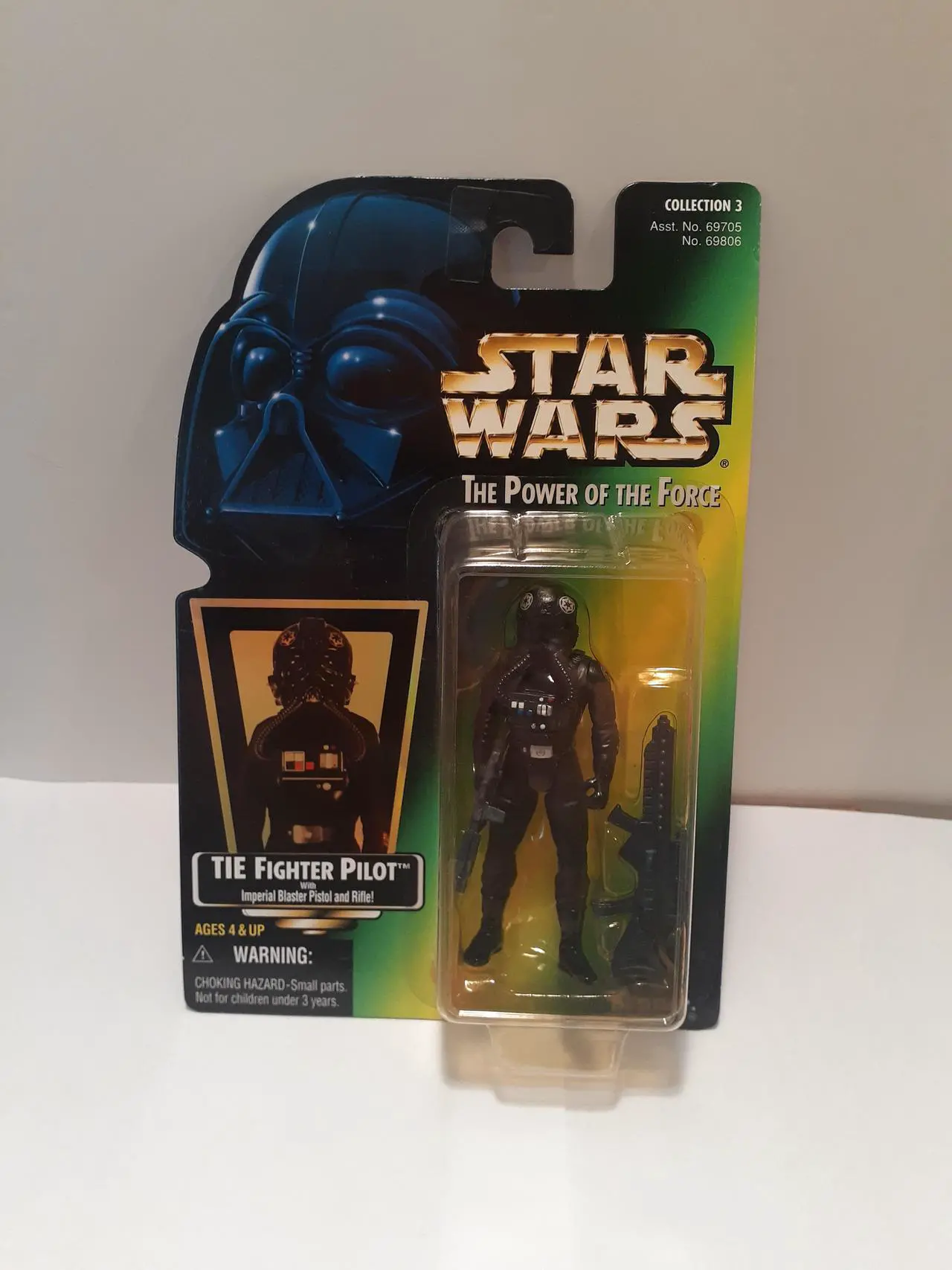 Main image of Star Wars Power of the Force Green Card Tie Fighter Pilot with Imperial Blaster Pistol and Rifle Action Figure