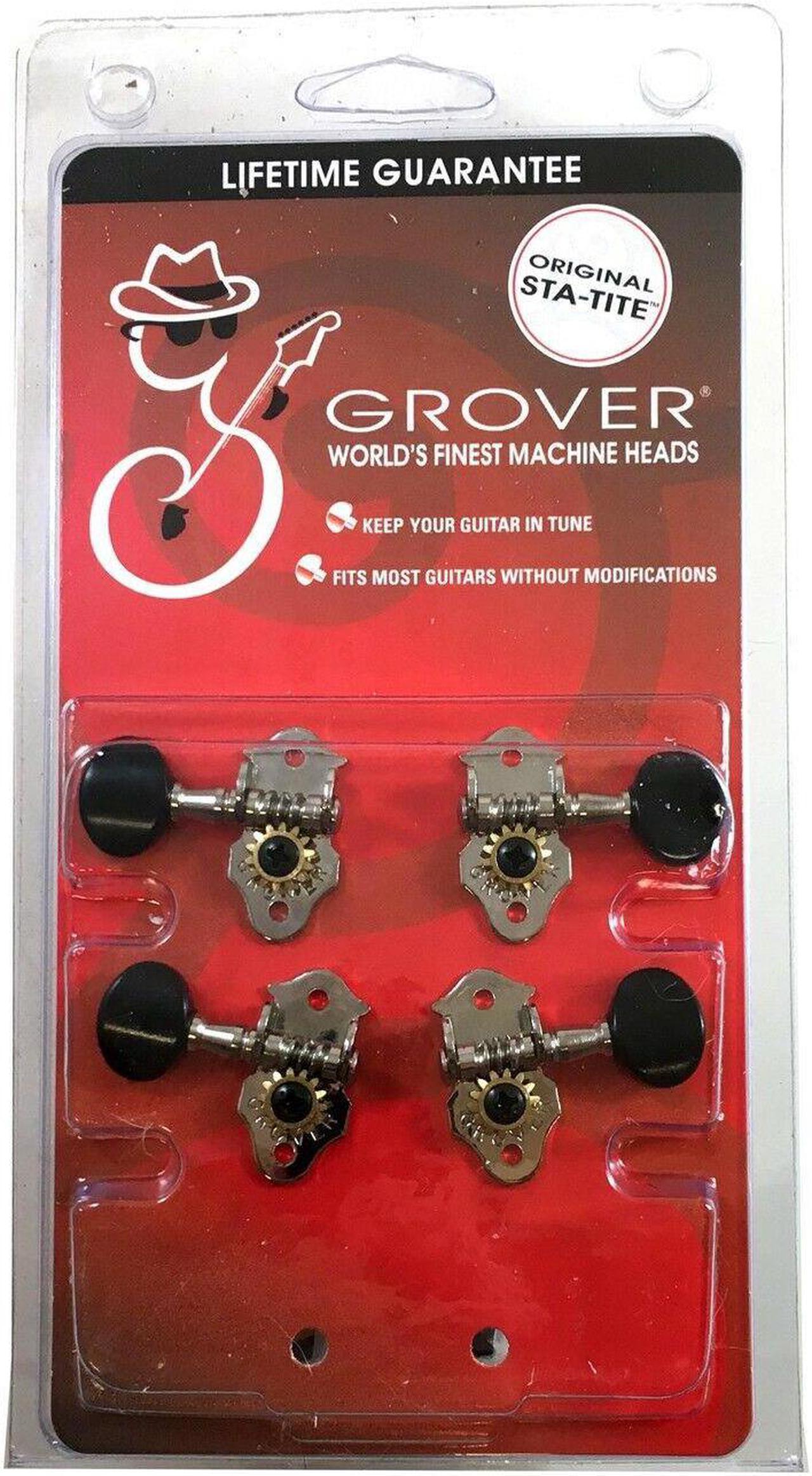 grover 9nb statite ukulele tuners, nickel with black buttons