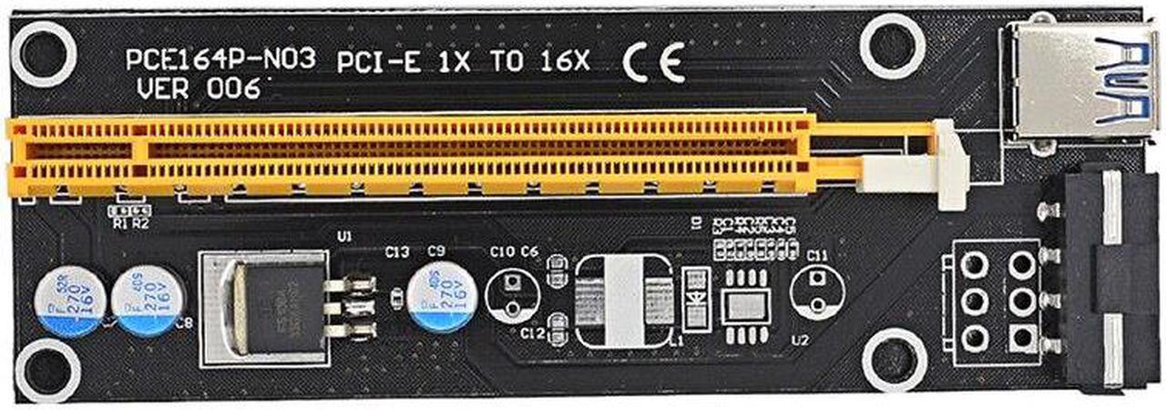 Alt view image 3 of 5 - PCI-E 1x to 16x extender PCI Express Riser Card 60cm USB 3.0 SATA to 4Pin IDE Molex Adapter for Mining Bitcion Miner