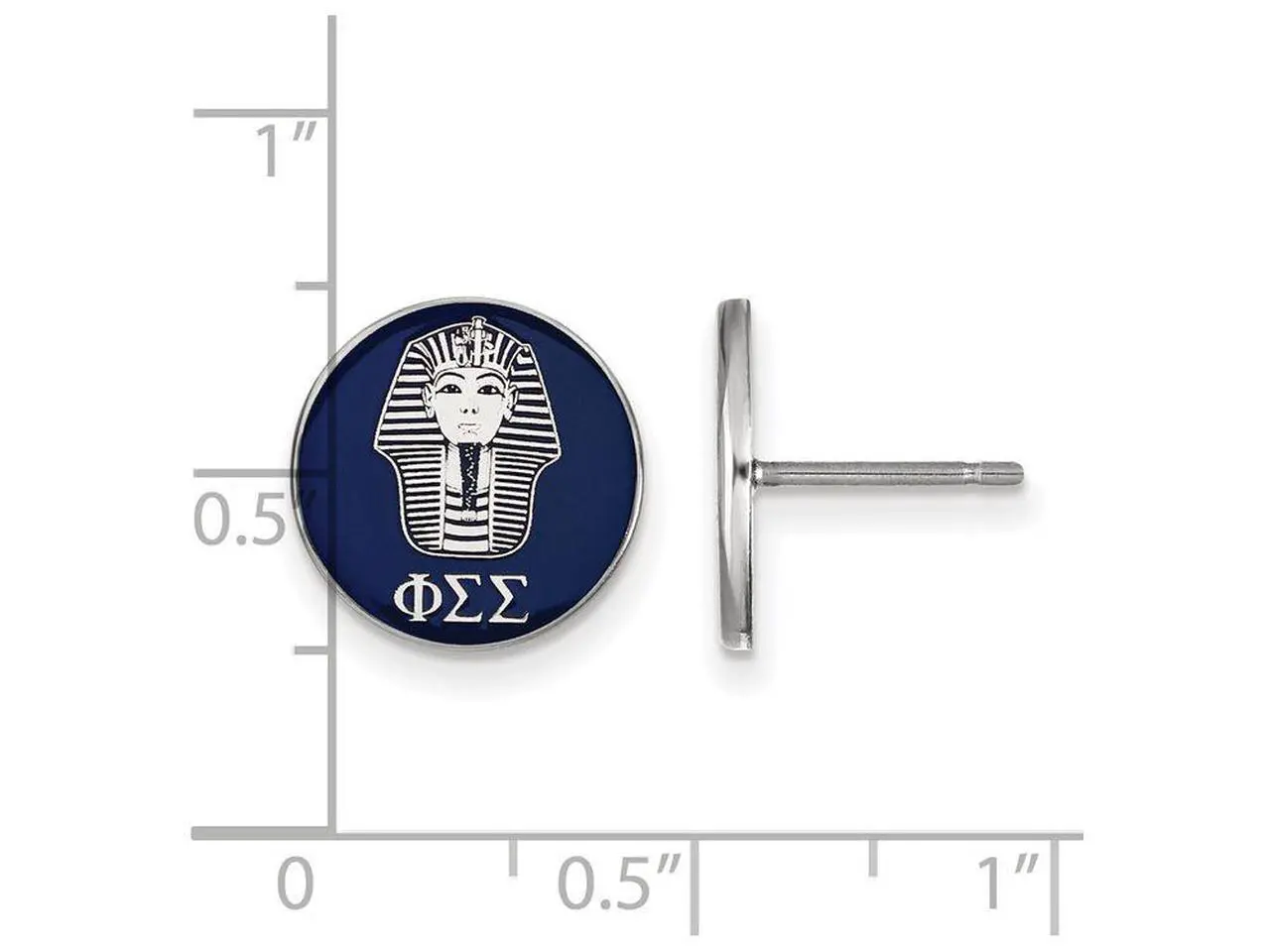 Alt view image 7 of 9 - Sterling Silver Phi Sigma Sigma Blue Enamel Logo Post Earrings