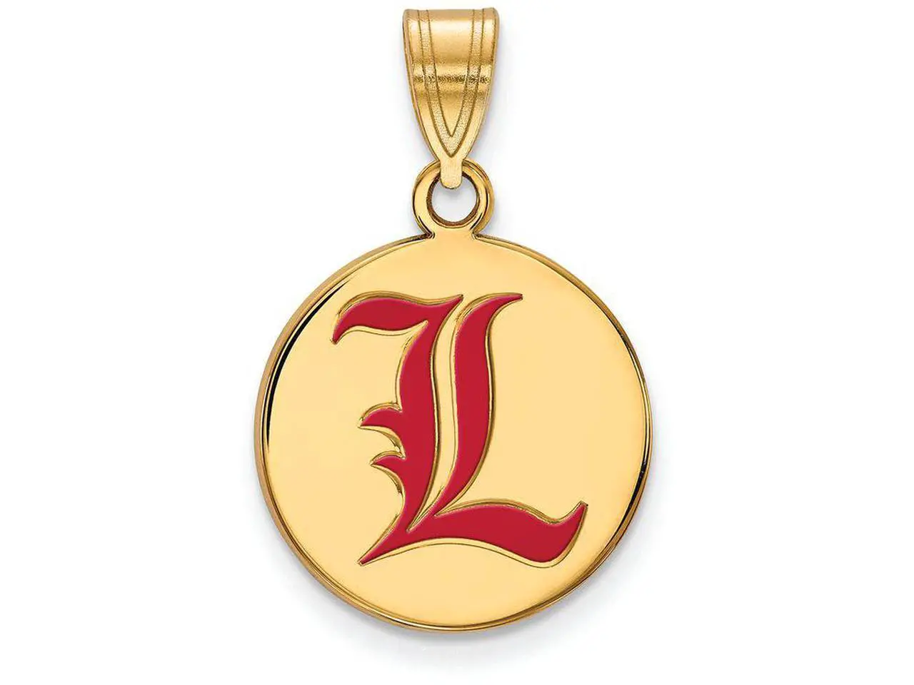 Alt view image 5 of 7 - NCAA 14k Gold Plated Silver U of Louisville Medium Enamel Disc Pendant