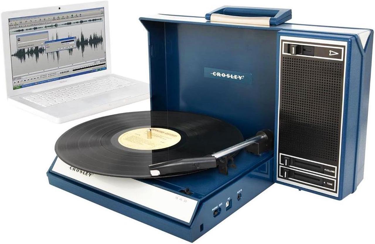 Alt view image 15 of 17 - Crosley Radio Spinnerette Portable USB Turntable, Blue - CR6016A-BL