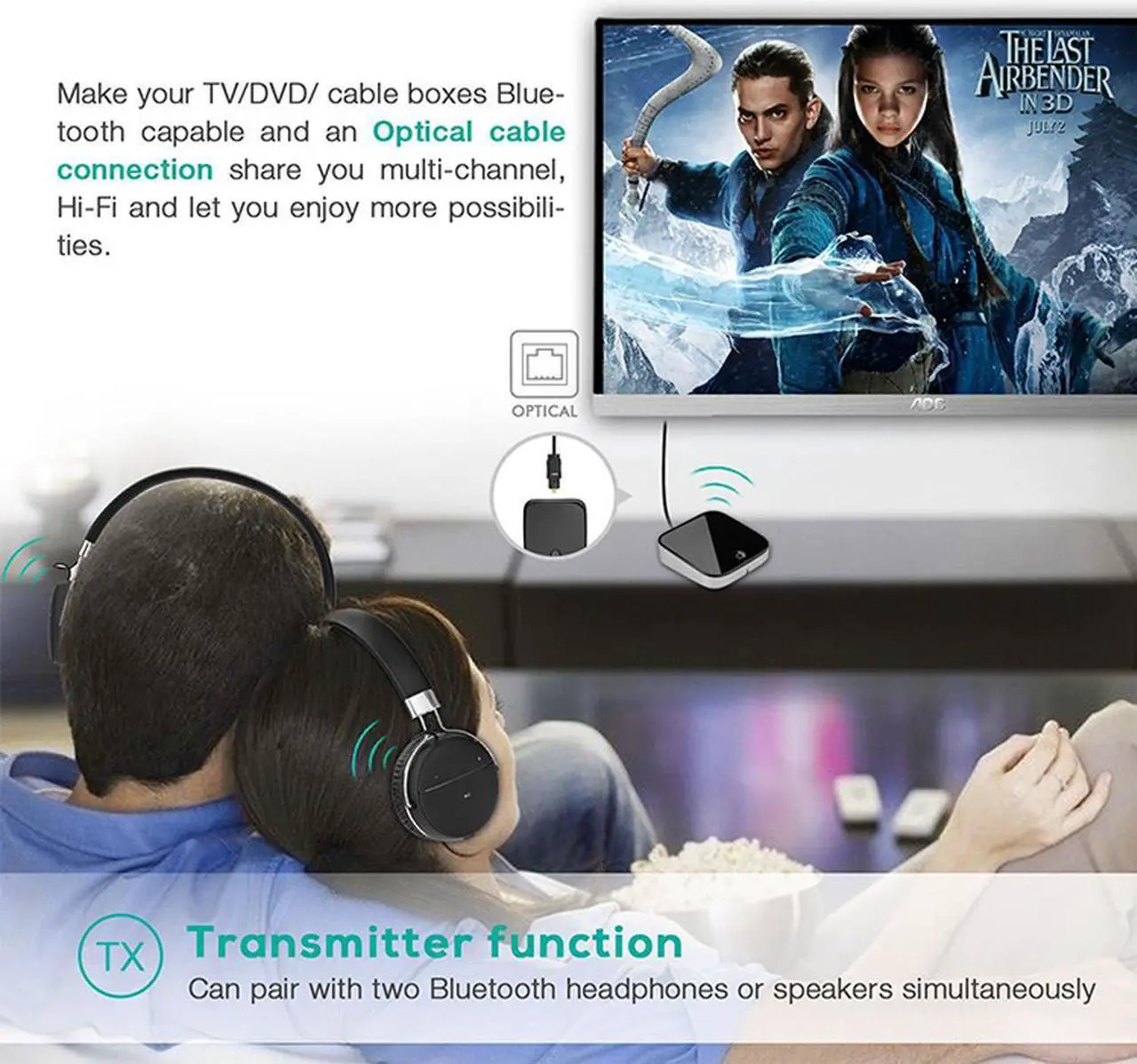 Alt view image 3 of 6 - BTI-029 Bluetooth 5.0 Audio Bluetooth Transmitter Receiver 2 IN 1 3.5mm CSR8670 V5.0 Wireless Bluetooth Adapter for Car and TV
