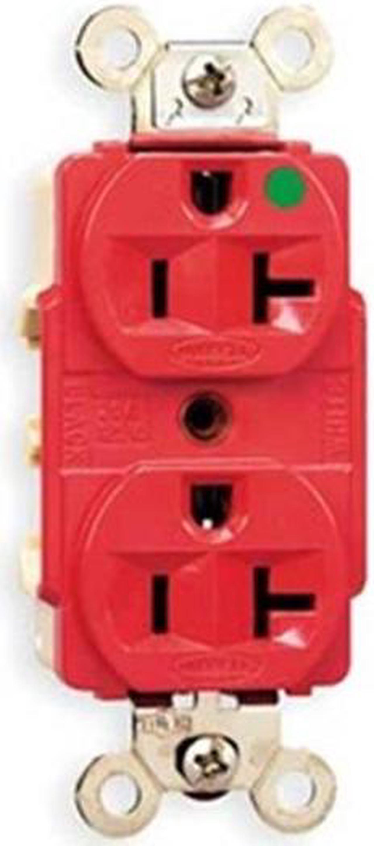 Alt view image 2 of 3 - HUBBELL WIRING DEVICE-KELLEMS HBL8300RED Straight Blade Receptacle, 5-20R, 20