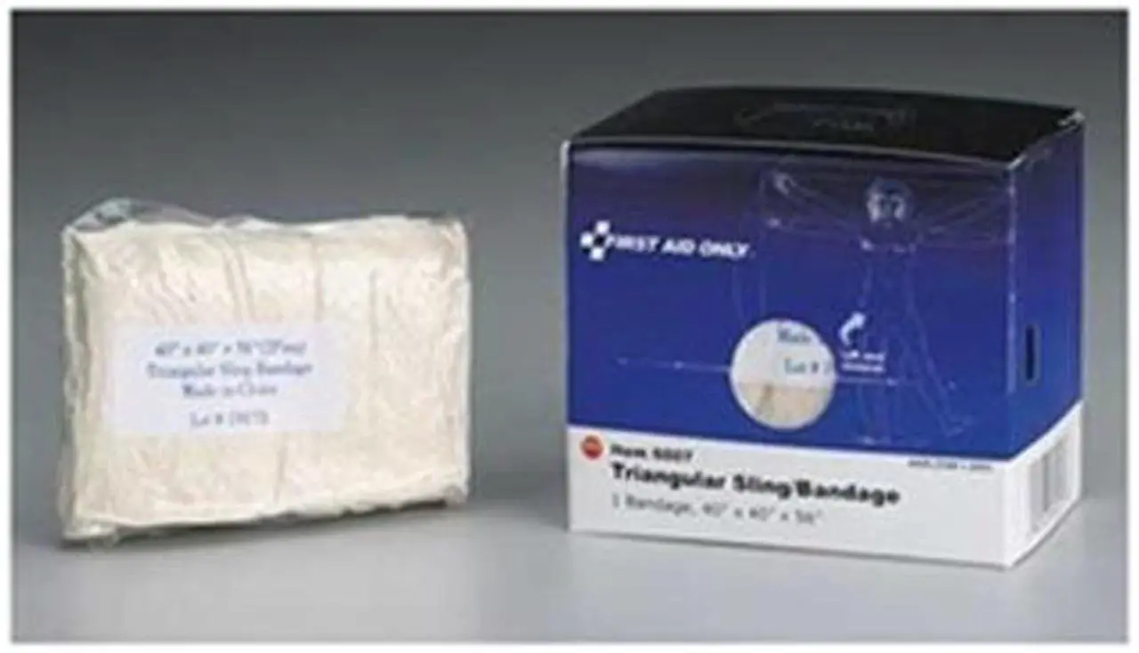 Main image of First Aid Only Triangular Sling/Bandage, 40” x 40” x 56”, 2 Safety Pins/1 Bandage/Box
