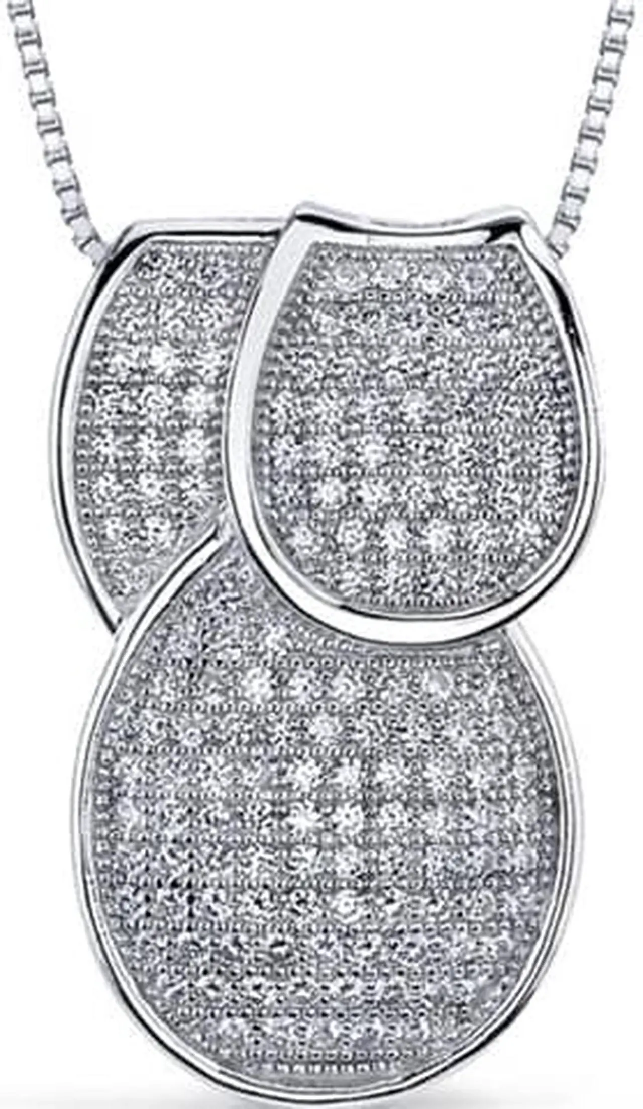 Main image of Flamboyant Overlapping Loops of Dazzle Sterling Silver Micro Pave CZ Diamond Tri-Sectional Pendant