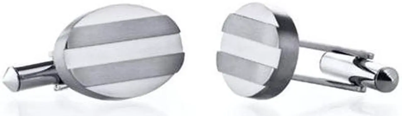 Main image of Oravo SC1050 Grooved Brushed Finish Oval Titanium Cufflinks