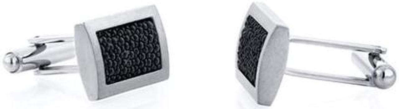 Main image of Black Bubble Texture Rectangular Brushed Finish Titanium Mens Cufflinks