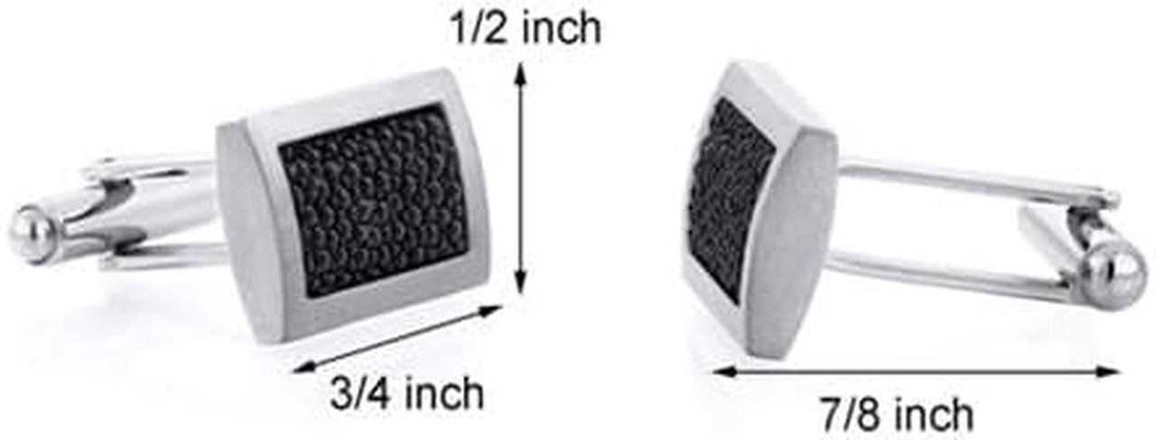 Alt view image 3 of 4 - Black Bubble Texture Rectangular Brushed Finish Titanium Mens Cufflinks