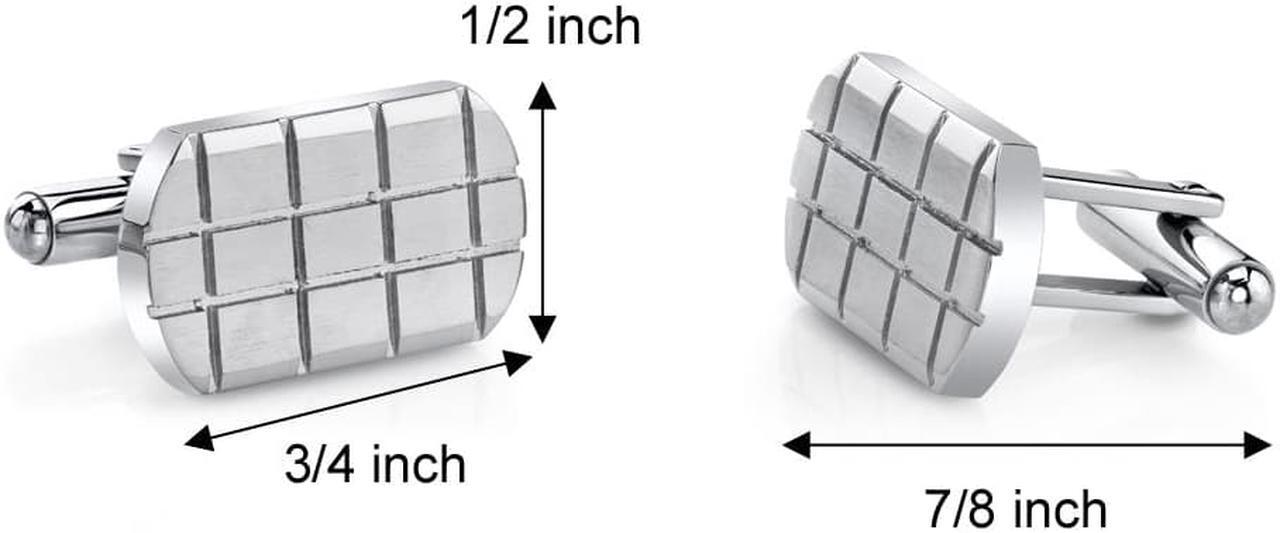Alt view image 3 of 4 - Brick Pattern Brushed Stainless Steel Cufflinks