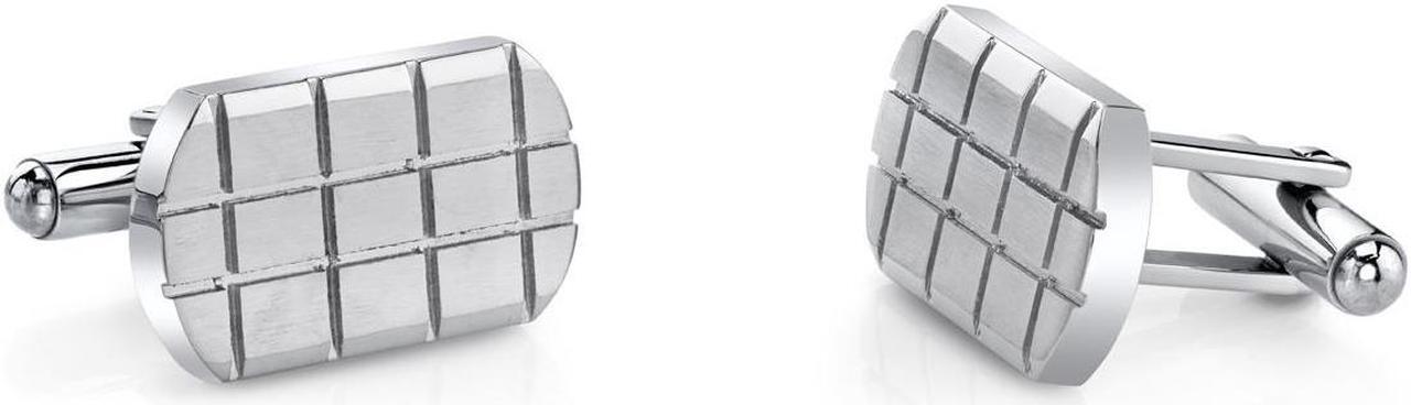 Main image of Brick Pattern Brushed Stainless Steel Cufflinks