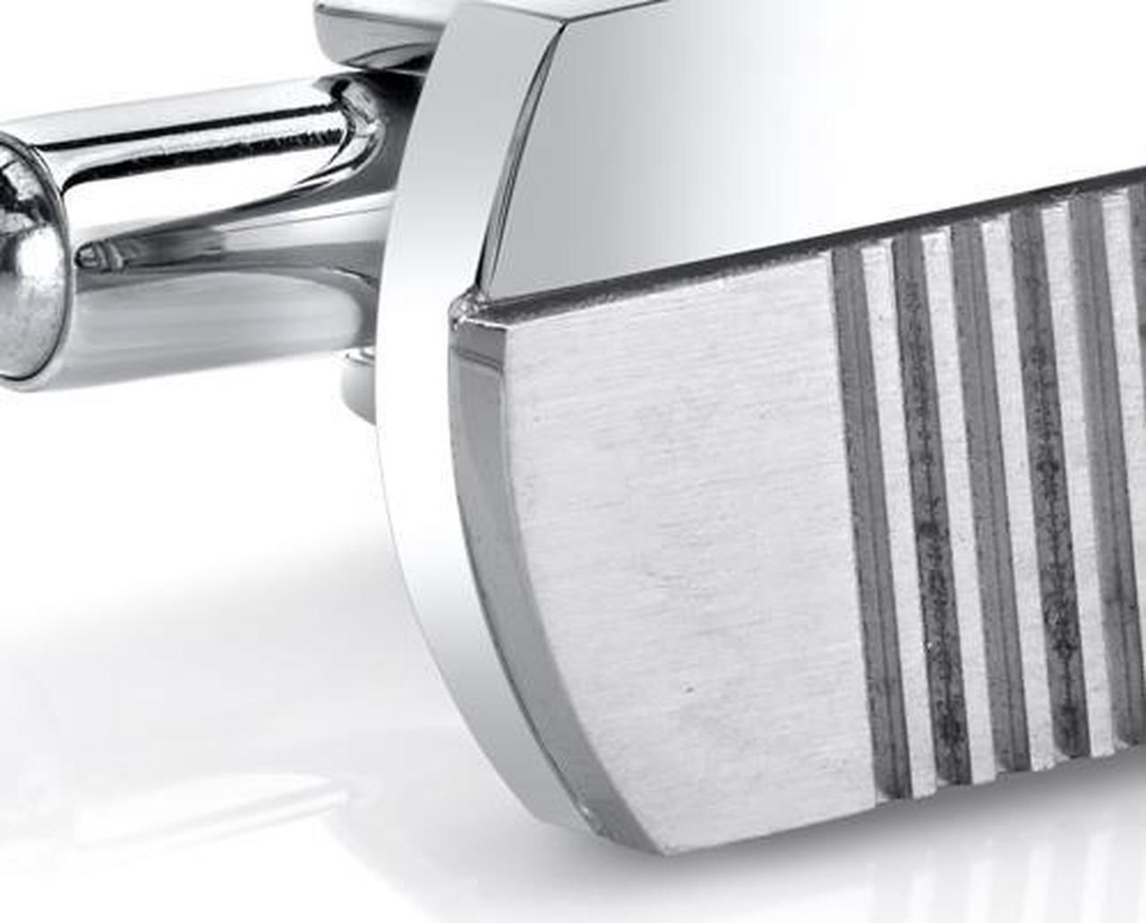 Alt view image 2 of 4 - Abstract Modern Layered Stainless Steel Cufflinks