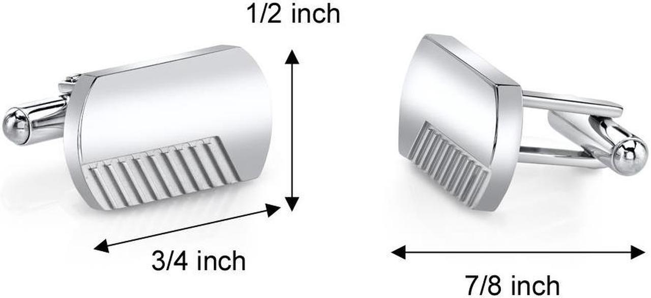 Alt view image 3 of 4 - Brushed Finish Razor Cut Stainless Steel Cufflinks
