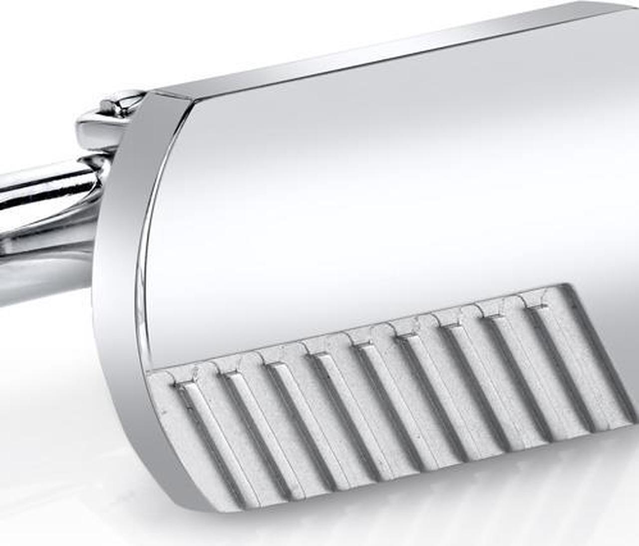 Alt view image 2 of 4 - Brushed Finish Razor Cut Stainless Steel Cufflinks