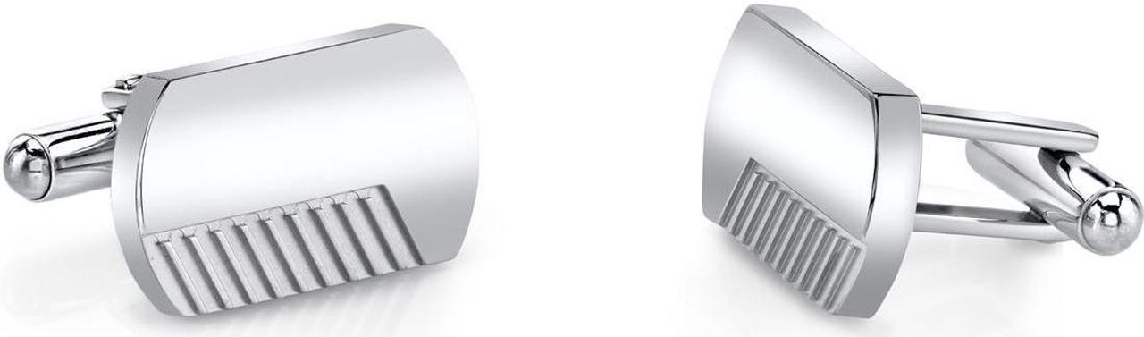 Main image of Brushed Finish Razor Cut Stainless Steel Cufflinks