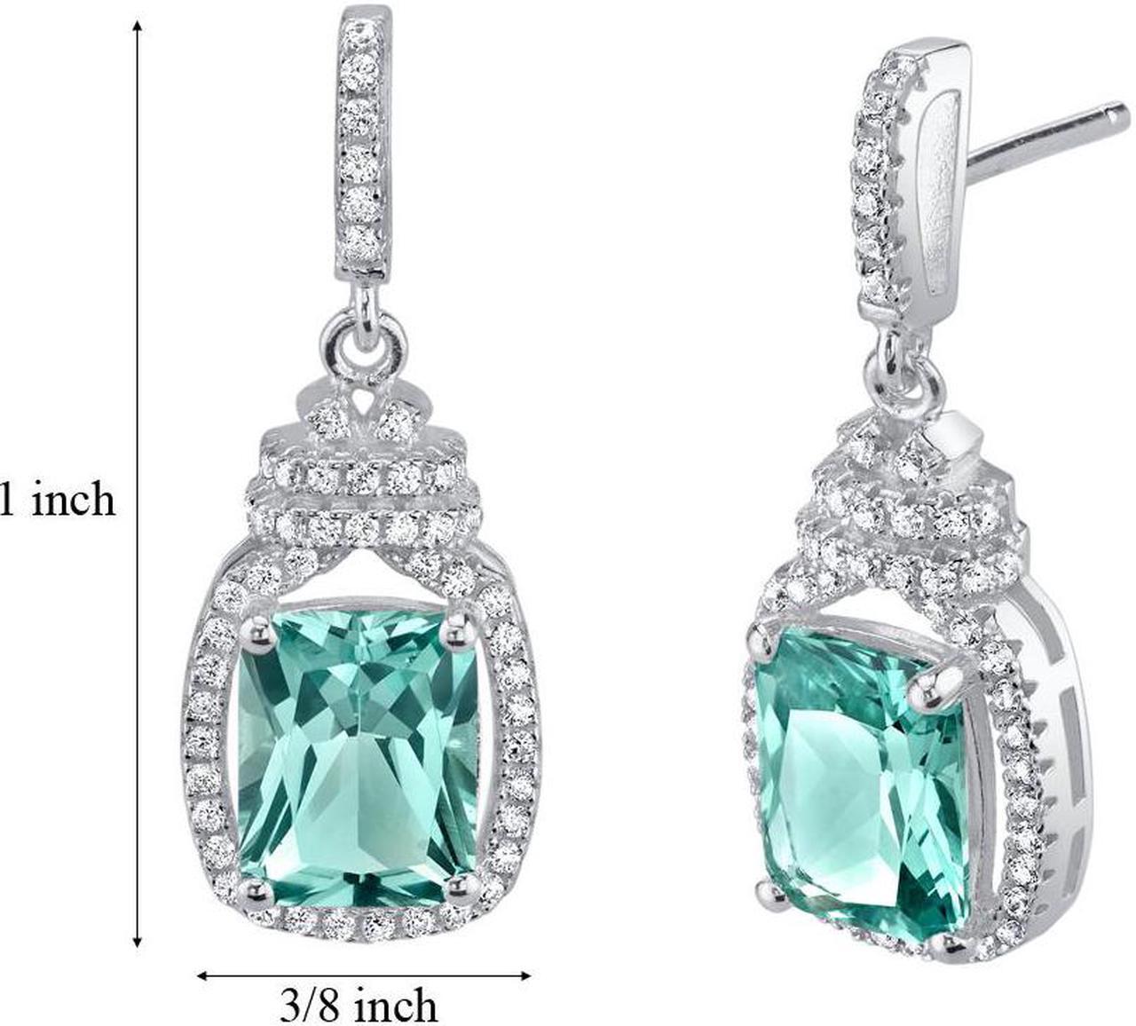 Alt view image 2 of 5 - Simulated Paraiba Tourmaline Sterling Silver Cushion-Cut Glitz Earrings