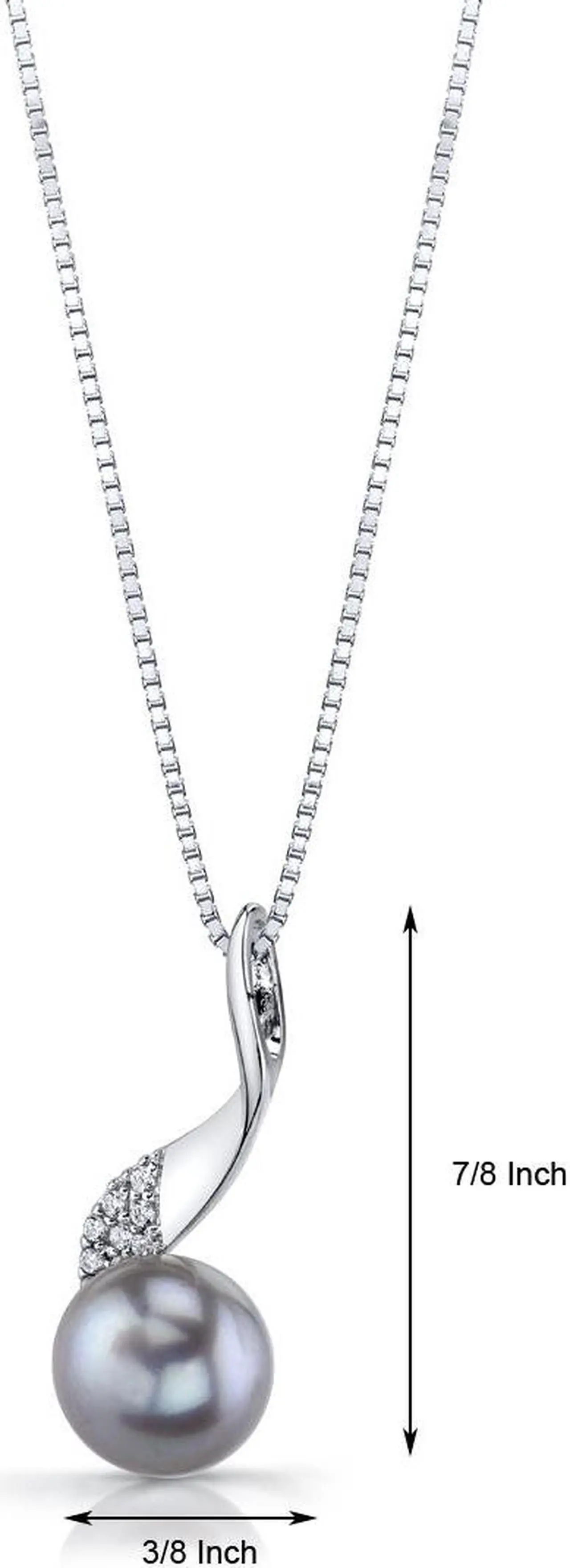 Alt view image 2 of 4 - 10.0mm Freshwater Cultured Grey Pearl Swirl Sterling Silver Pendant Necklace