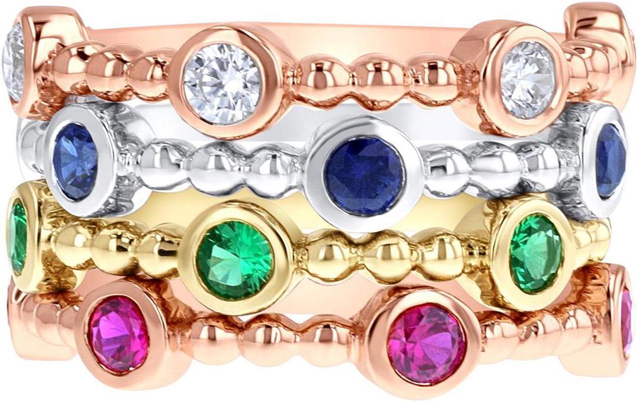 Alt view image 5 of 8 - Cubic Zirconia Stackable Ring in Rose Sterling Silver, 0.48 Carats