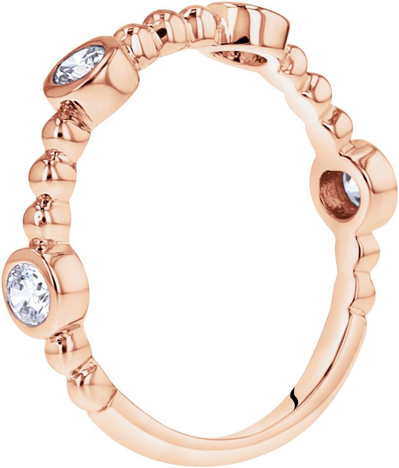 Alt view image 4 of 8 - Cubic Zirconia Stackable Ring in Rose Sterling Silver, 0.48 Carats