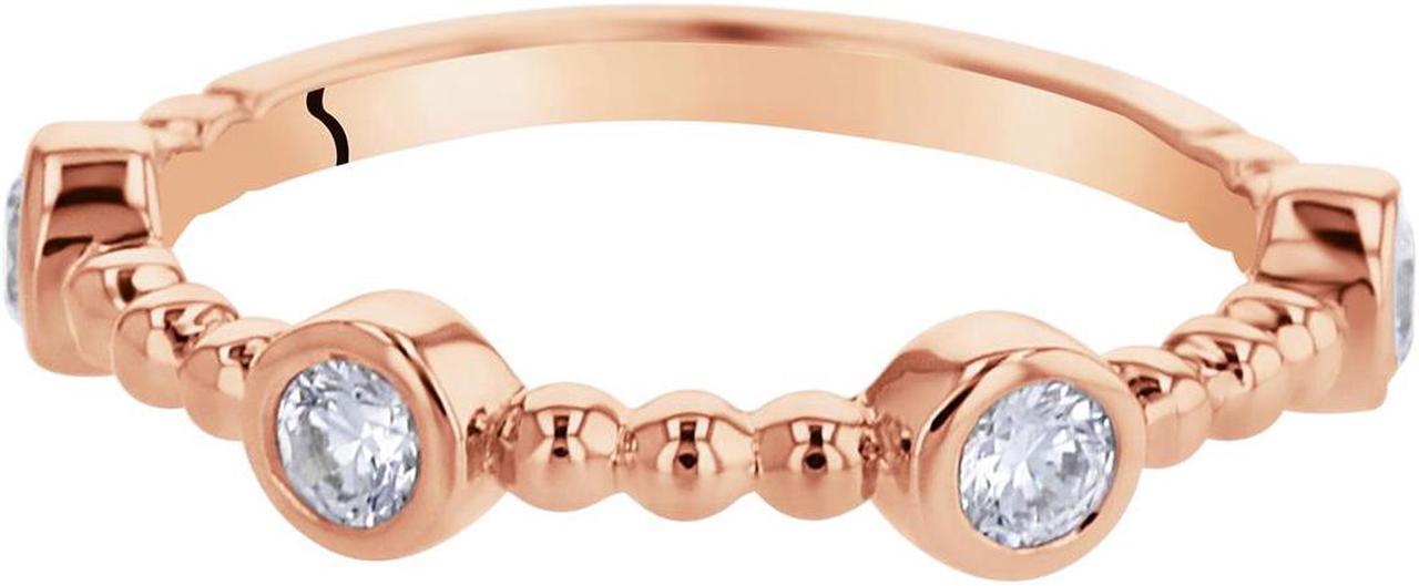 Alt view image 3 of 8 - Cubic Zirconia Stackable Ring in Rose Sterling Silver, 0.48 Carats