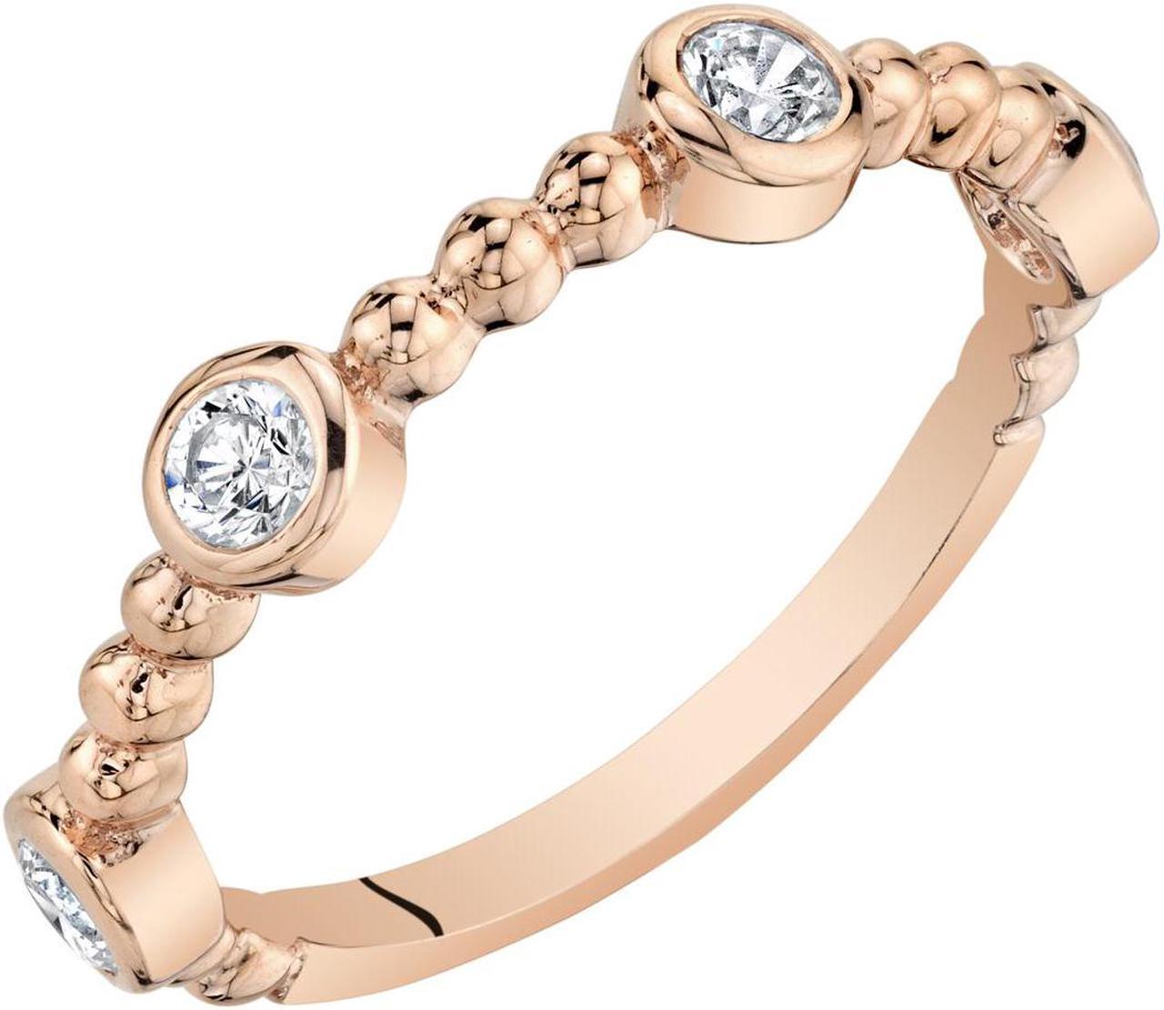 Main image of Cubic Zirconia Stackable Ring in Rose Sterling Silver, 0.48 Carats